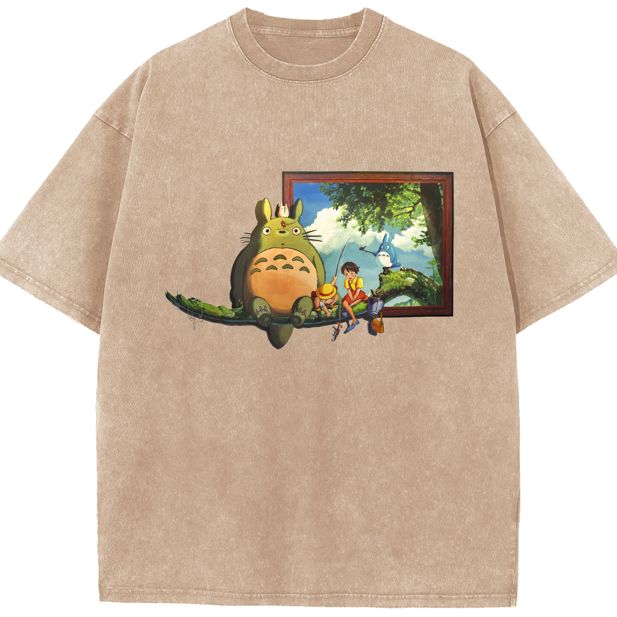 （画像用） となりのトトロ 草壁メイ 草壁サツキ My Neighbor Totoro Satsuki Kusakabe Mei Kusakabe 綿100% ヴィンテージ風 半袖Tシャツ（フロントプリント）