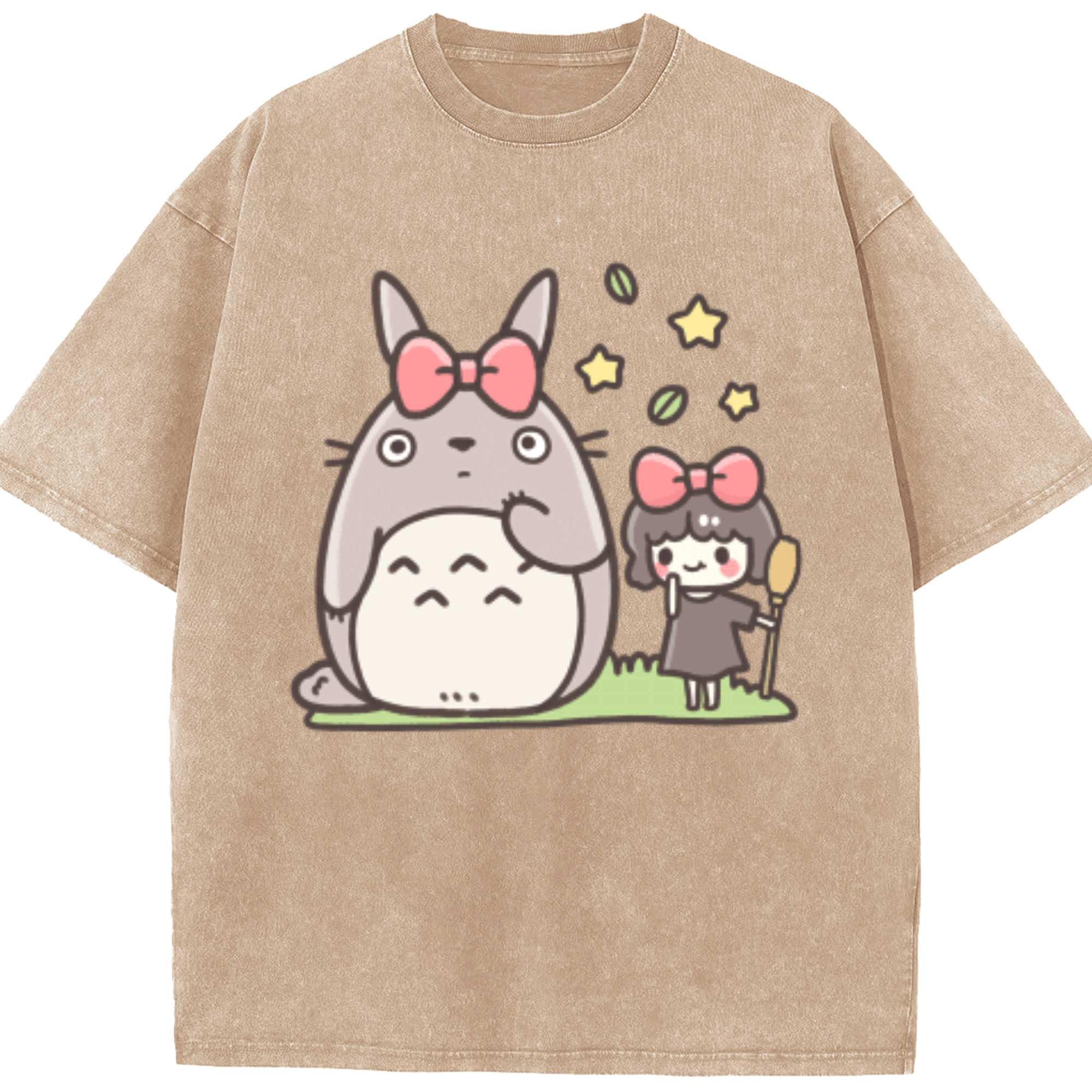 （画像用） となりのトトロ 草壁メイ 草壁サツキ My Neighbor Totoro Satsuki Kusakabe Mei Kusakabe 綿100% ヴィンテージ風 半袖Tシャツ（フロントプリント）