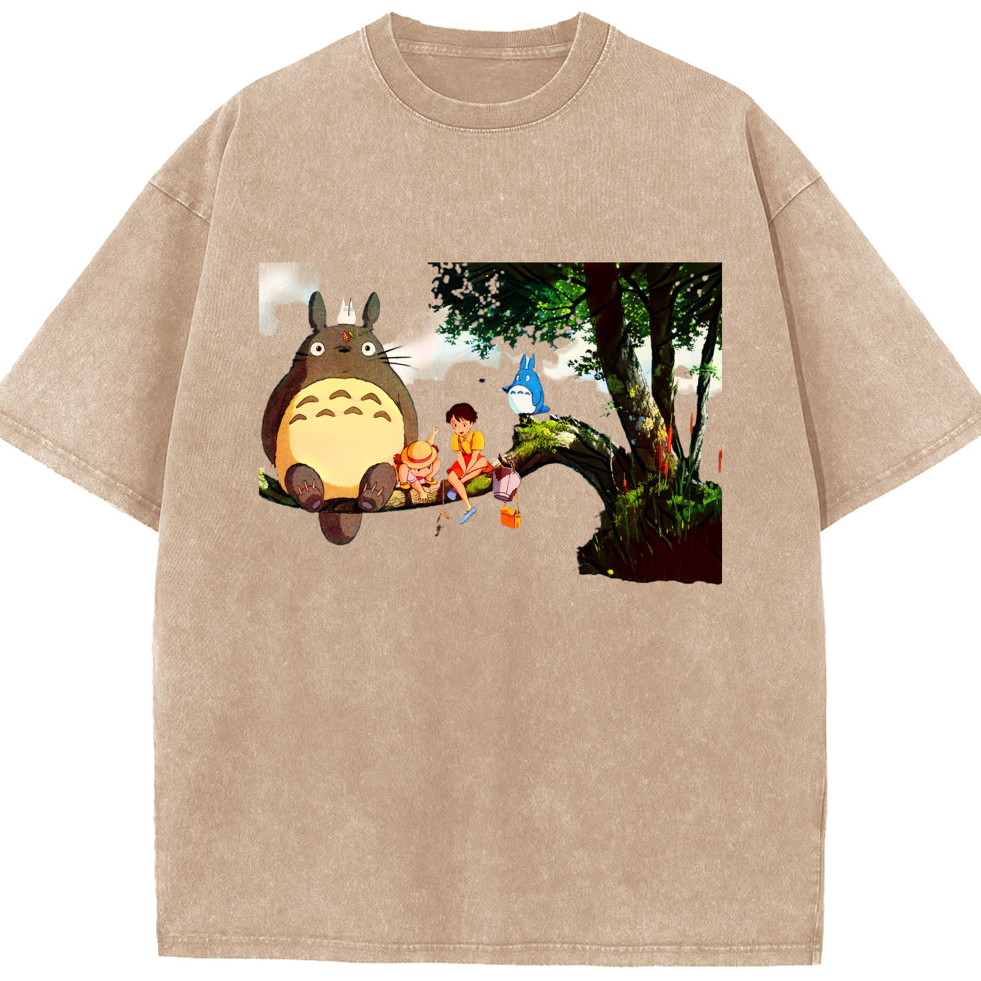 （画像用） となりのトトロ 草壁メイ 草壁サツキ My Neighbor Totoro Satsuki Kusakabe Mei Kusakabe 綿100% ヴィンテージ風 半袖Tシャツ（フロントプリント）