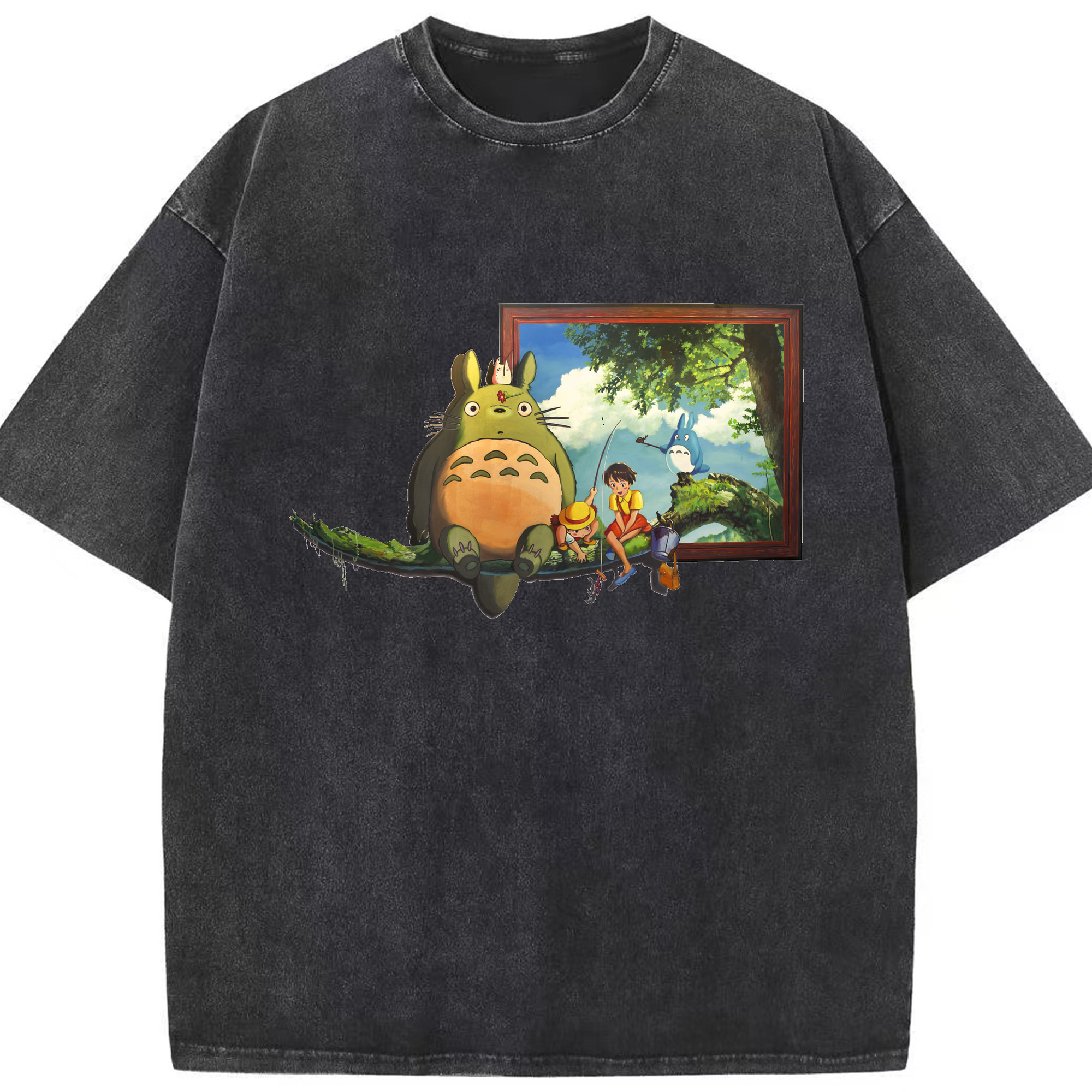 （画像用） となりのトトロ 草壁メイ 草壁サツキ My Neighbor Totoro Satsuki Kusakabe Mei Kusakabe 綿100% ヴィンテージ風 半袖Tシャツ（フロントプリント）