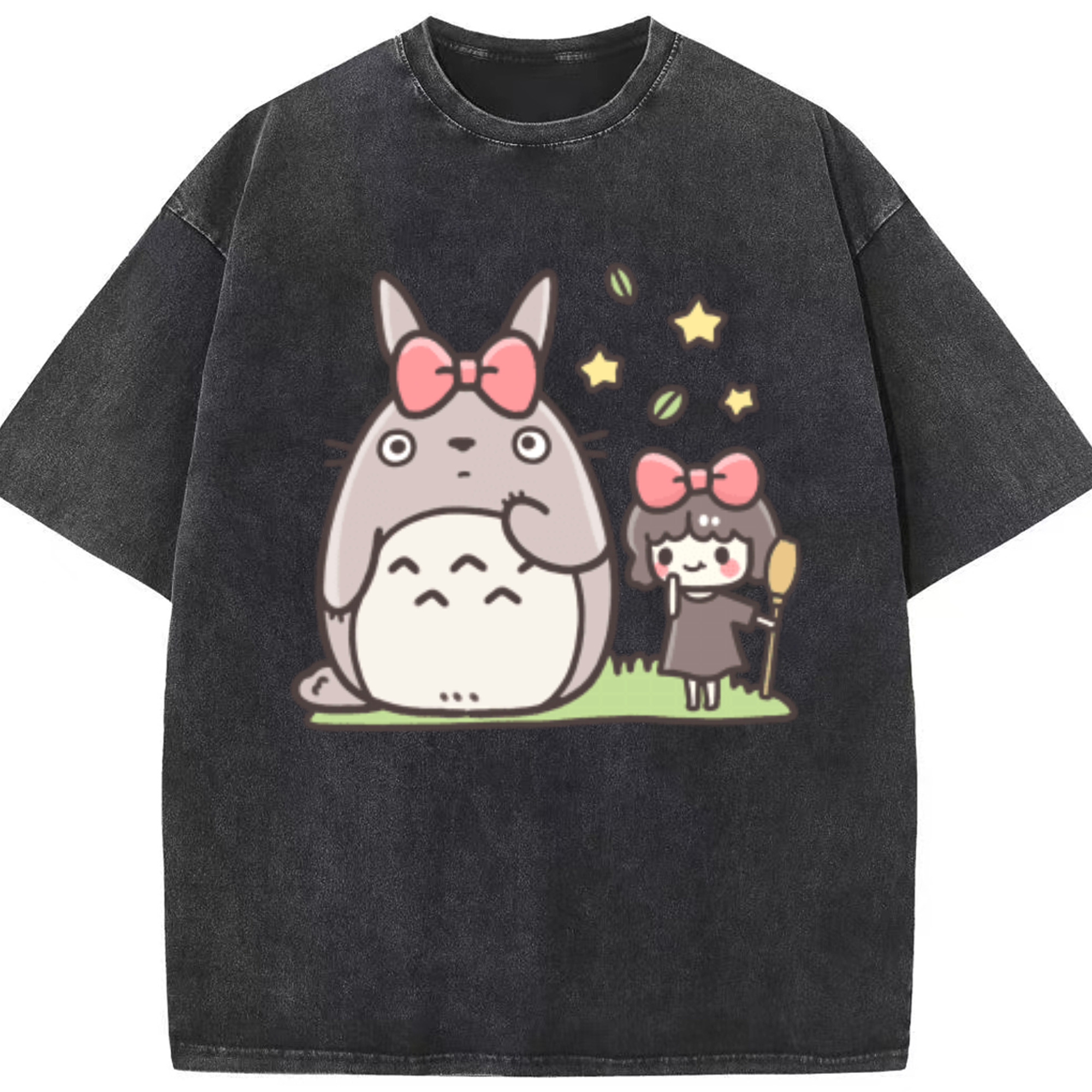 （画像用） となりのトトロ 草壁メイ 草壁サツキ My Neighbor Totoro Satsuki Kusakabe Mei Kusakabe 綿100% ヴィンテージ風 半袖Tシャツ（フロントプリント）