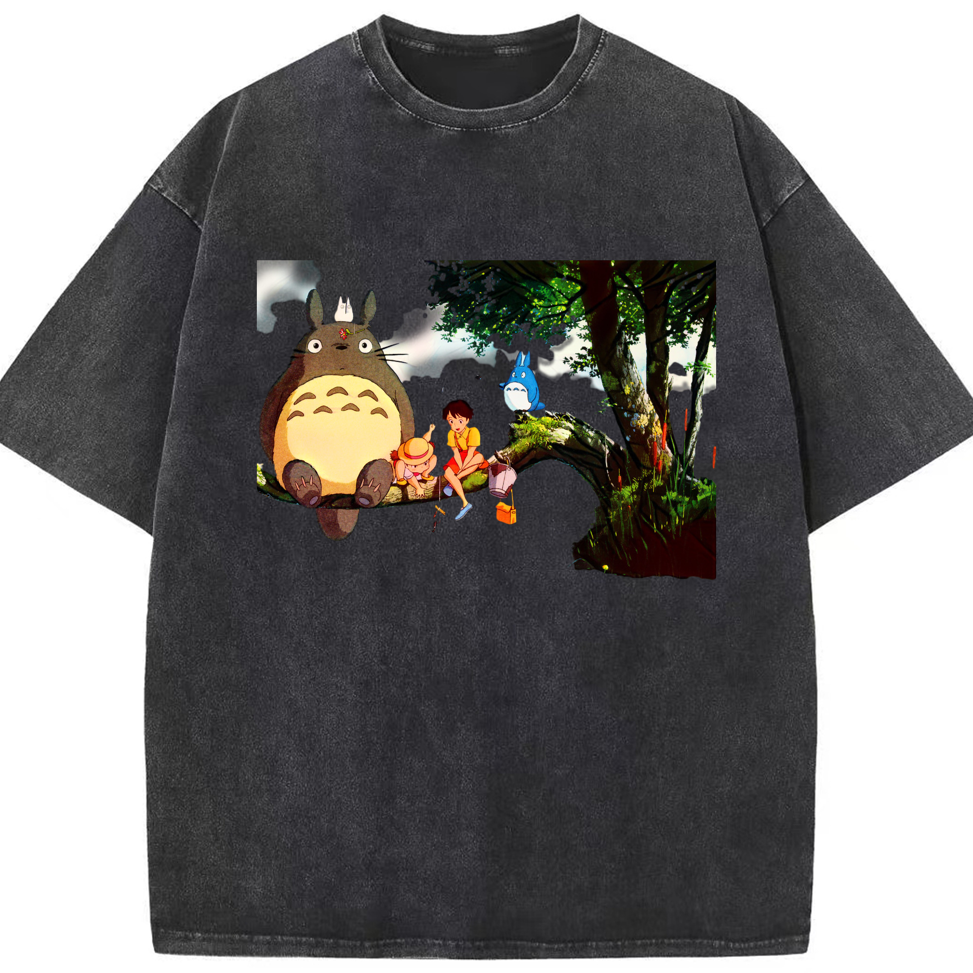 （画像用） となりのトトロ 草壁メイ 草壁サツキ My Neighbor Totoro Satsuki Kusakabe Mei Kusakabe 綿100% ヴィンテージ風 半袖Tシャツ（フロントプリント）
