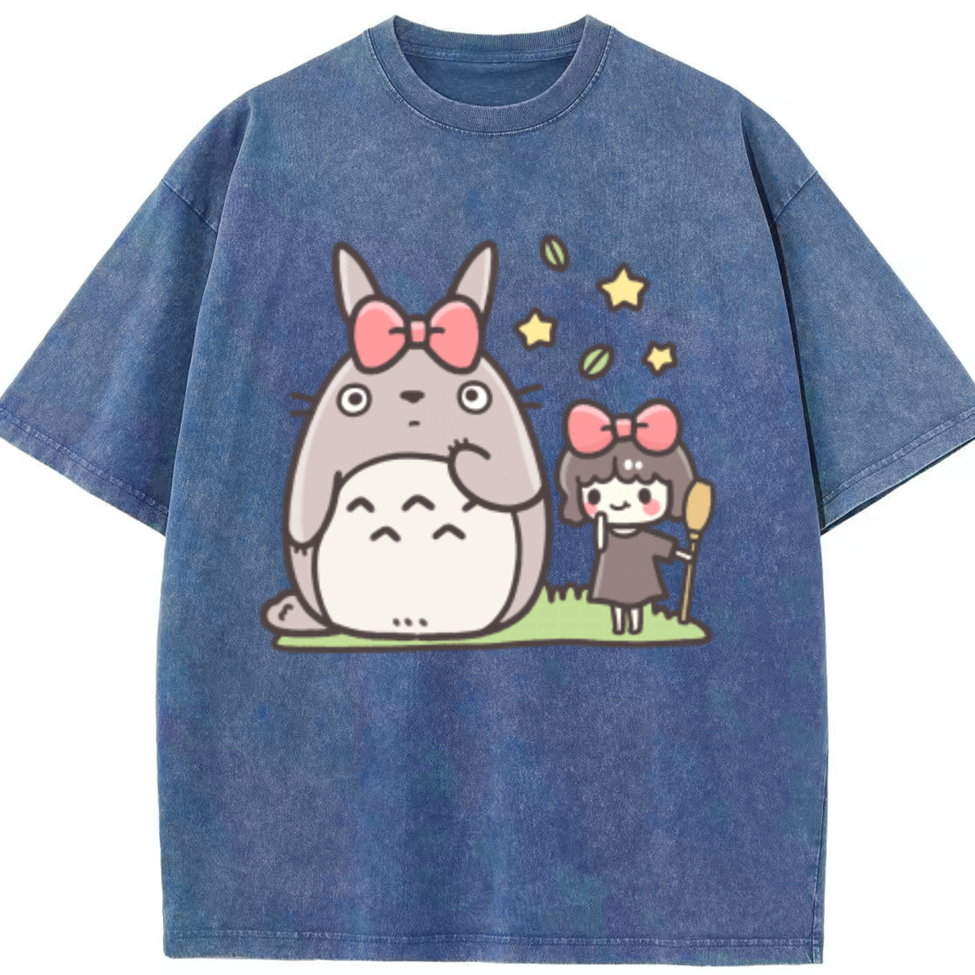 （画像用） となりのトトロ 草壁メイ 草壁サツキ My Neighbor Totoro Satsuki Kusakabe Mei Kusakabe 綿100% ヴィンテージ風 半袖Tシャツ（フロントプリント）