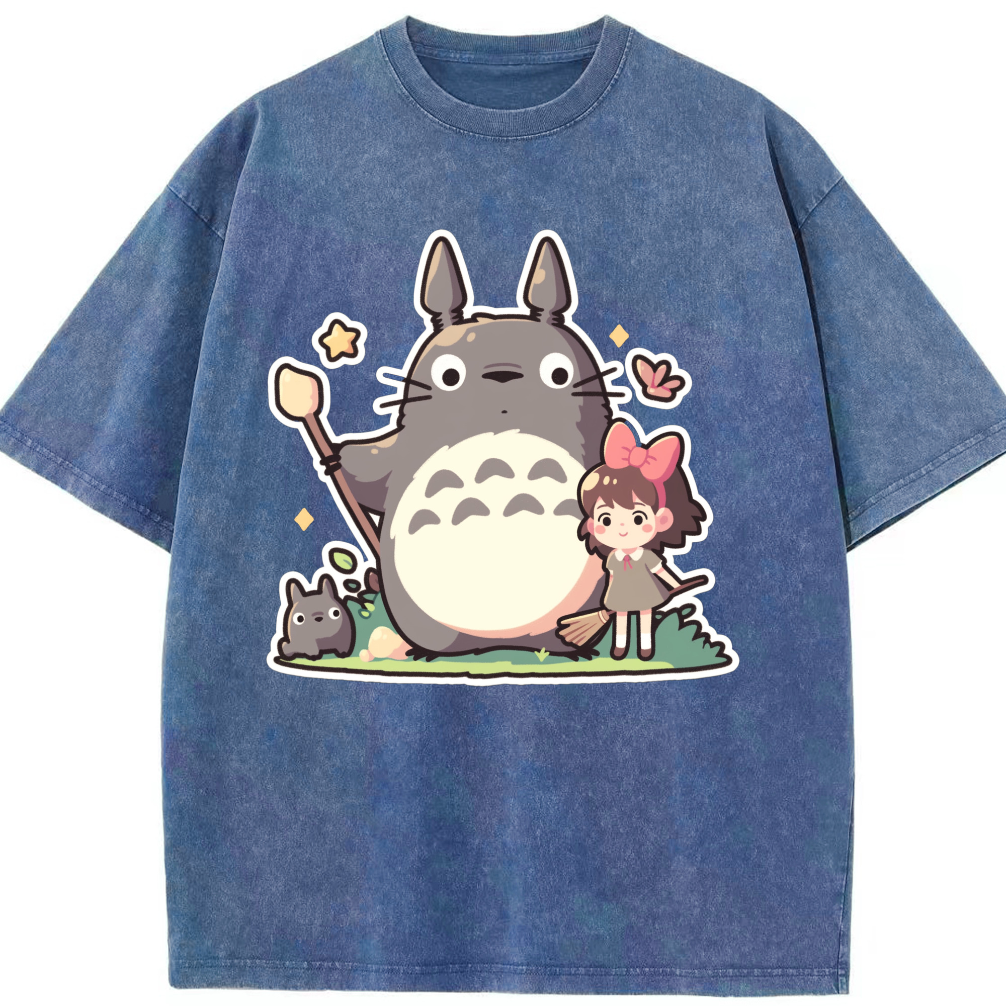 （画像用） となりのトトロ 草壁メイ 草壁サツキ My Neighbor Totoro Satsuki Kusakabe Mei Kusakabe 綿100% ヴィンテージ風 半袖Tシャツ（フロントプリント）