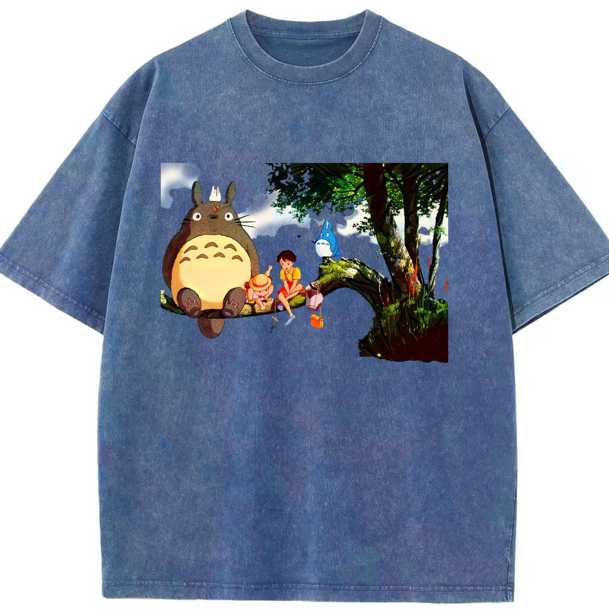 （画像用） となりのトトロ 草壁メイ 草壁サツキ My Neighbor Totoro Satsuki Kusakabe Mei Kusakabe 綿100% ヴィンテージ風 半袖Tシャツ（フロントプリント）