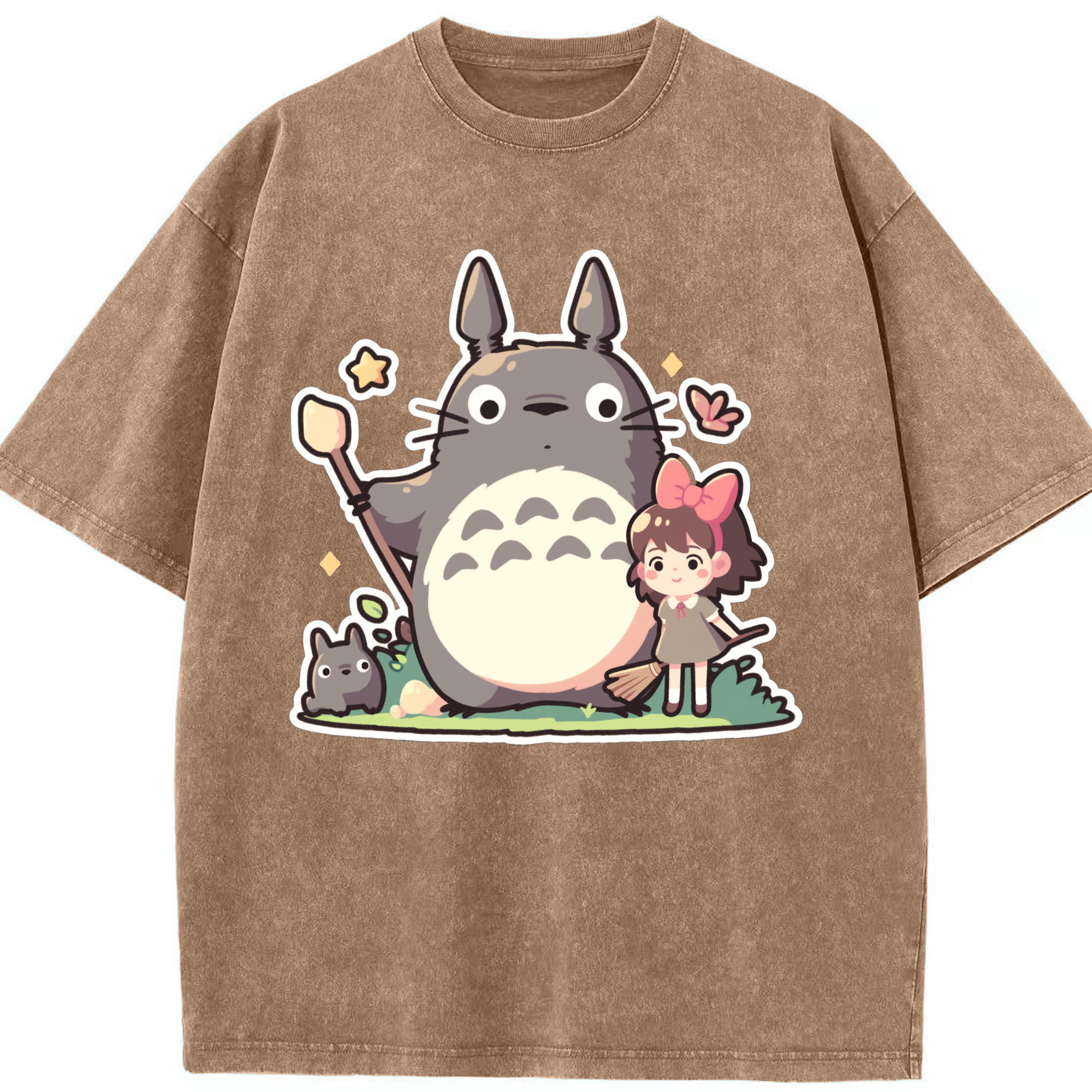（画像用） となりのトトロ 草壁メイ 草壁サツキ My Neighbor Totoro Satsuki Kusakabe Mei Kusakabe 綿100% ヴィンテージ風 半袖Tシャツ（フロントプリント）