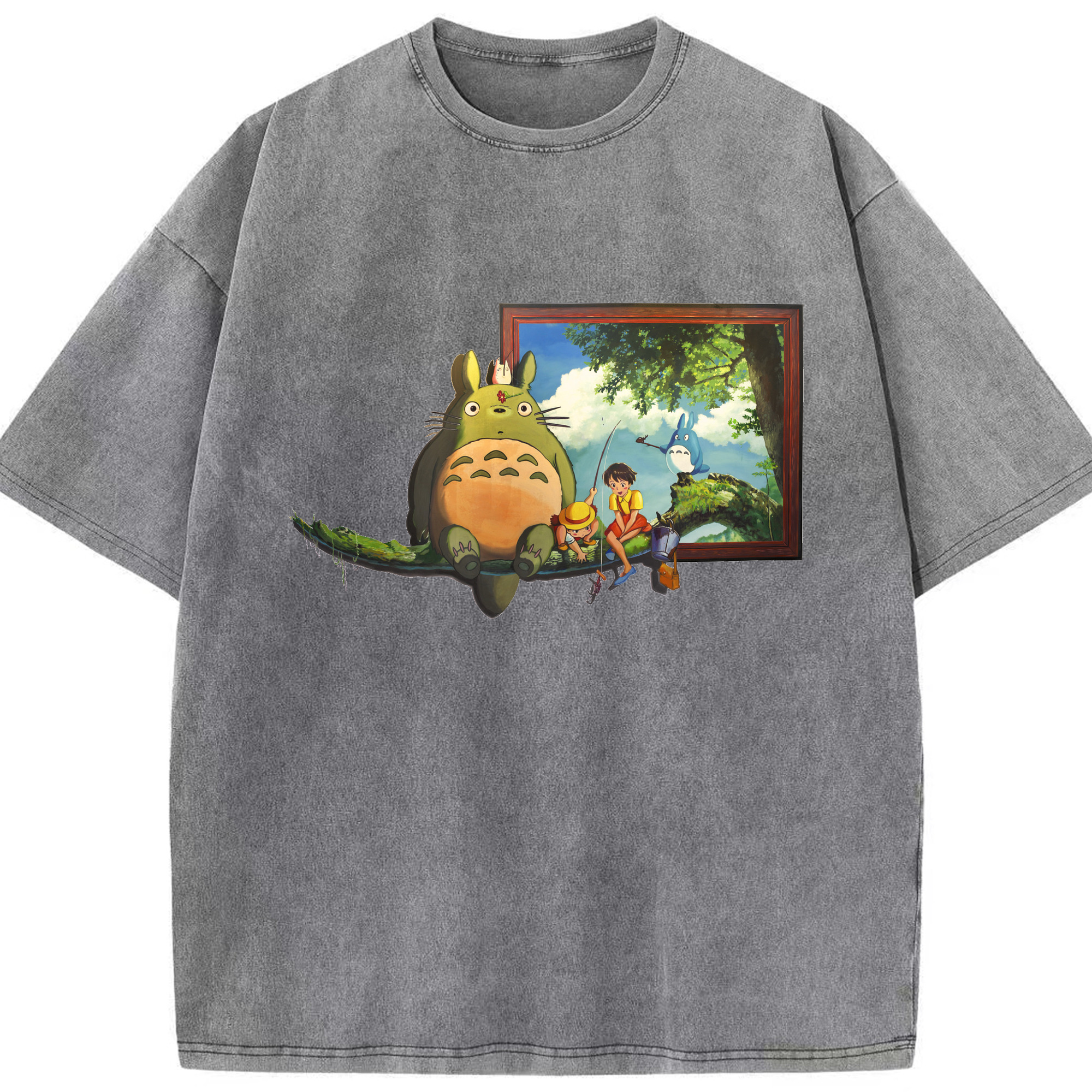 （画像用） となりのトトロ 草壁メイ 草壁サツキ My Neighbor Totoro Satsuki Kusakabe Mei Kusakabe 綿100% ヴィンテージ風 半袖Tシャツ（フロントプリント）
