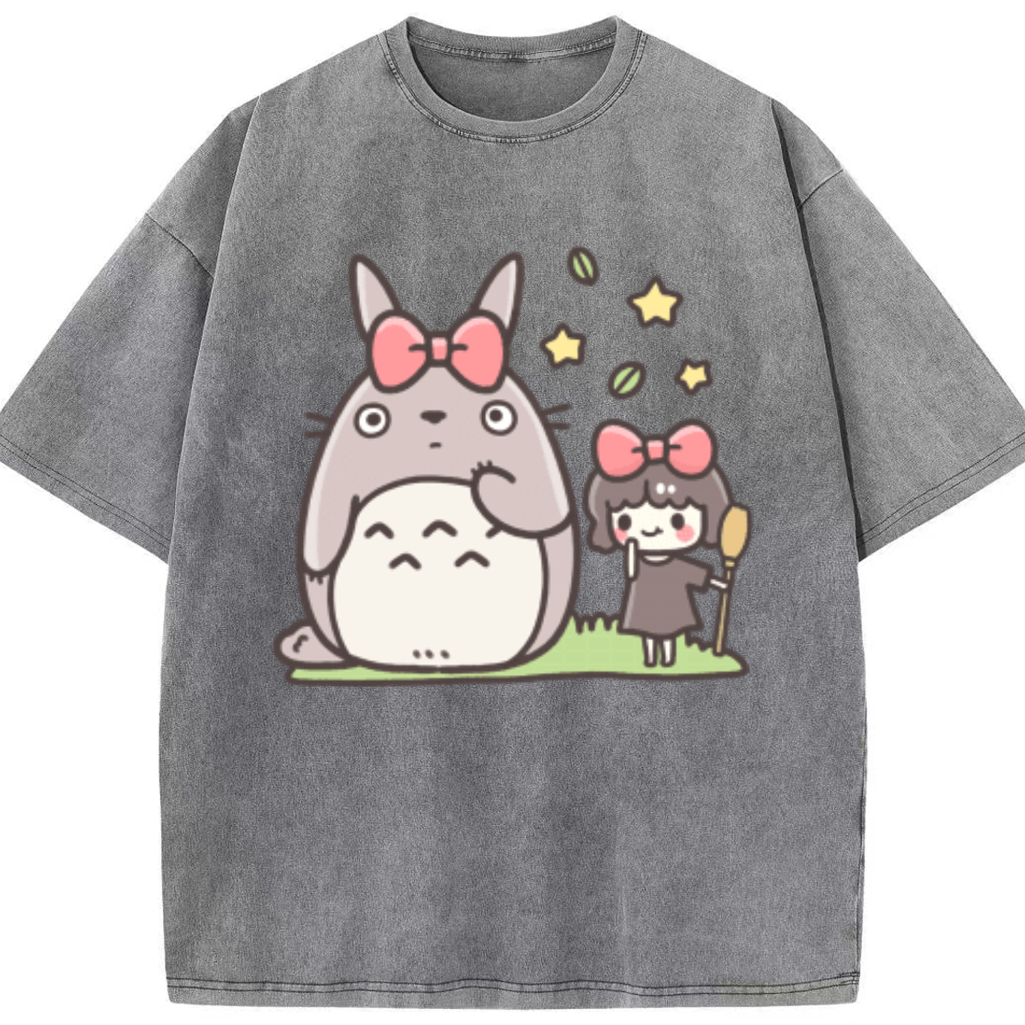 （画像用） となりのトトロ 草壁メイ 草壁サツキ My Neighbor Totoro Satsuki Kusakabe Mei Kusakabe 綿100% ヴィンテージ風 半袖Tシャツ（フロントプリント）