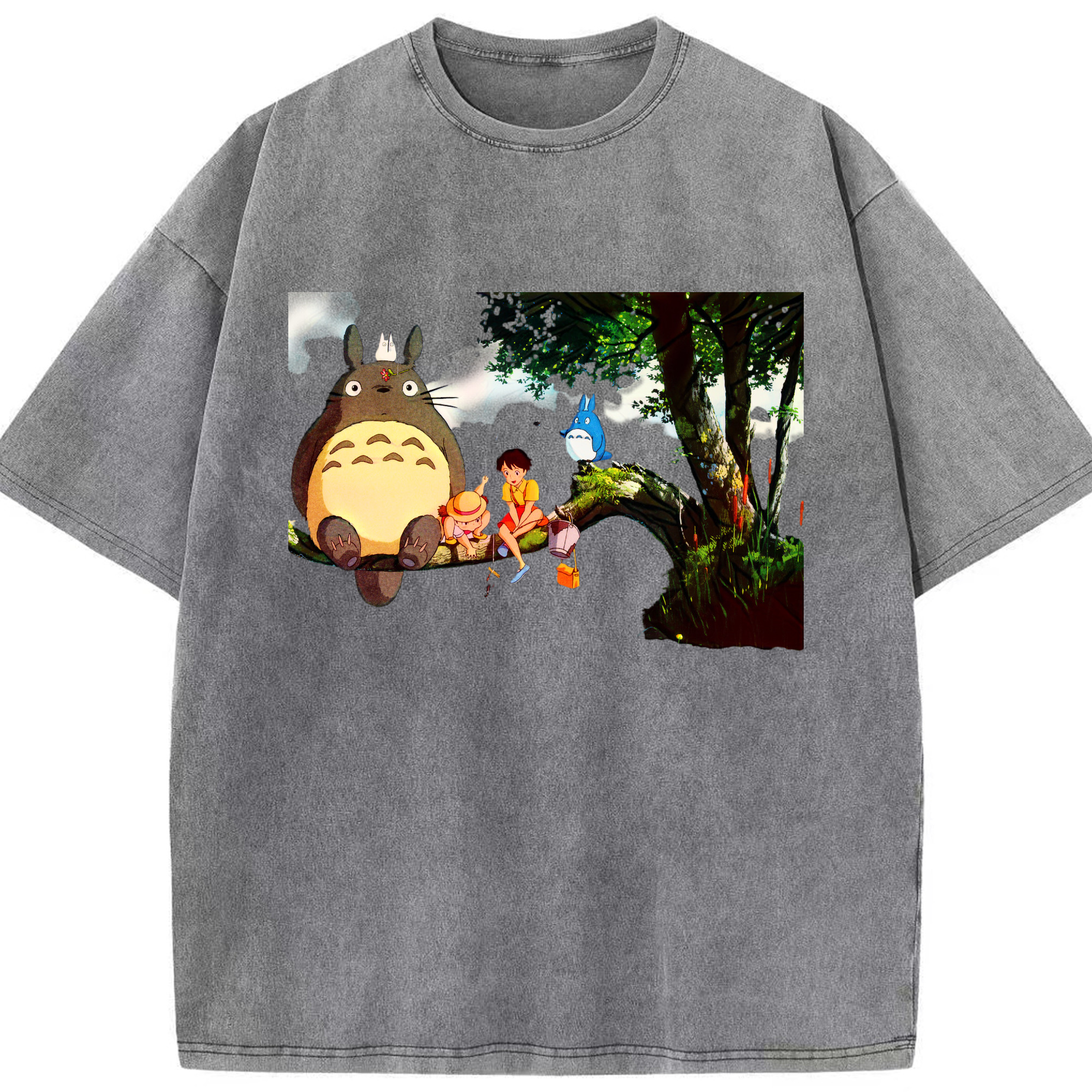 （画像用） となりのトトロ 草壁メイ 草壁サツキ My Neighbor Totoro Satsuki Kusakabe Mei Kusakabe 綿100% ヴィンテージ風 半袖Tシャツ（フロントプリント）