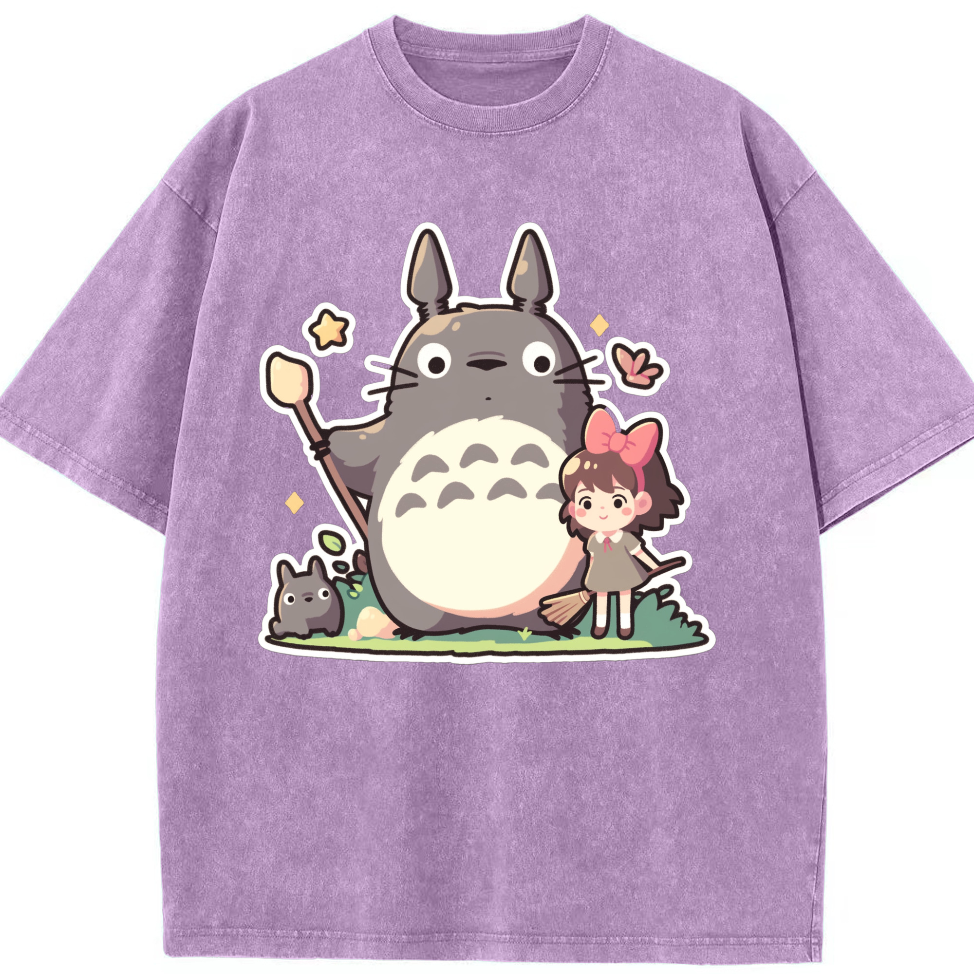（画像用） となりのトトロ 草壁メイ 草壁サツキ My Neighbor Totoro Satsuki Kusakabe Mei Kusakabe 綿100% ヴィンテージ風 半袖Tシャツ（フロントプリント）