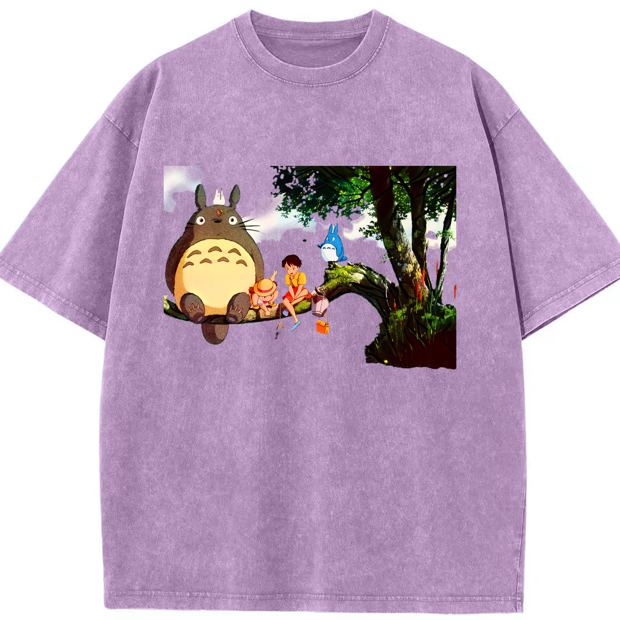 （画像用） となりのトトロ 草壁メイ 草壁サツキ My Neighbor Totoro Satsuki Kusakabe Mei Kusakabe 綿100% ヴィンテージ風 半袖Tシャツ（フロントプリント）