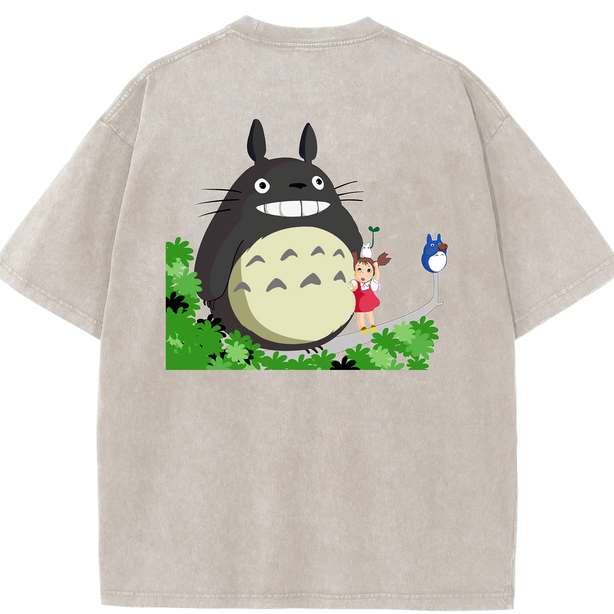 （画像用） となりのトトロ 草壁メイ 草壁サツキ My Neighbor Totoro Satsuki Kusakabe Mei Kusakabe 綿100% ヴィンテージ風 半袖Tシャツ（背面プリント）