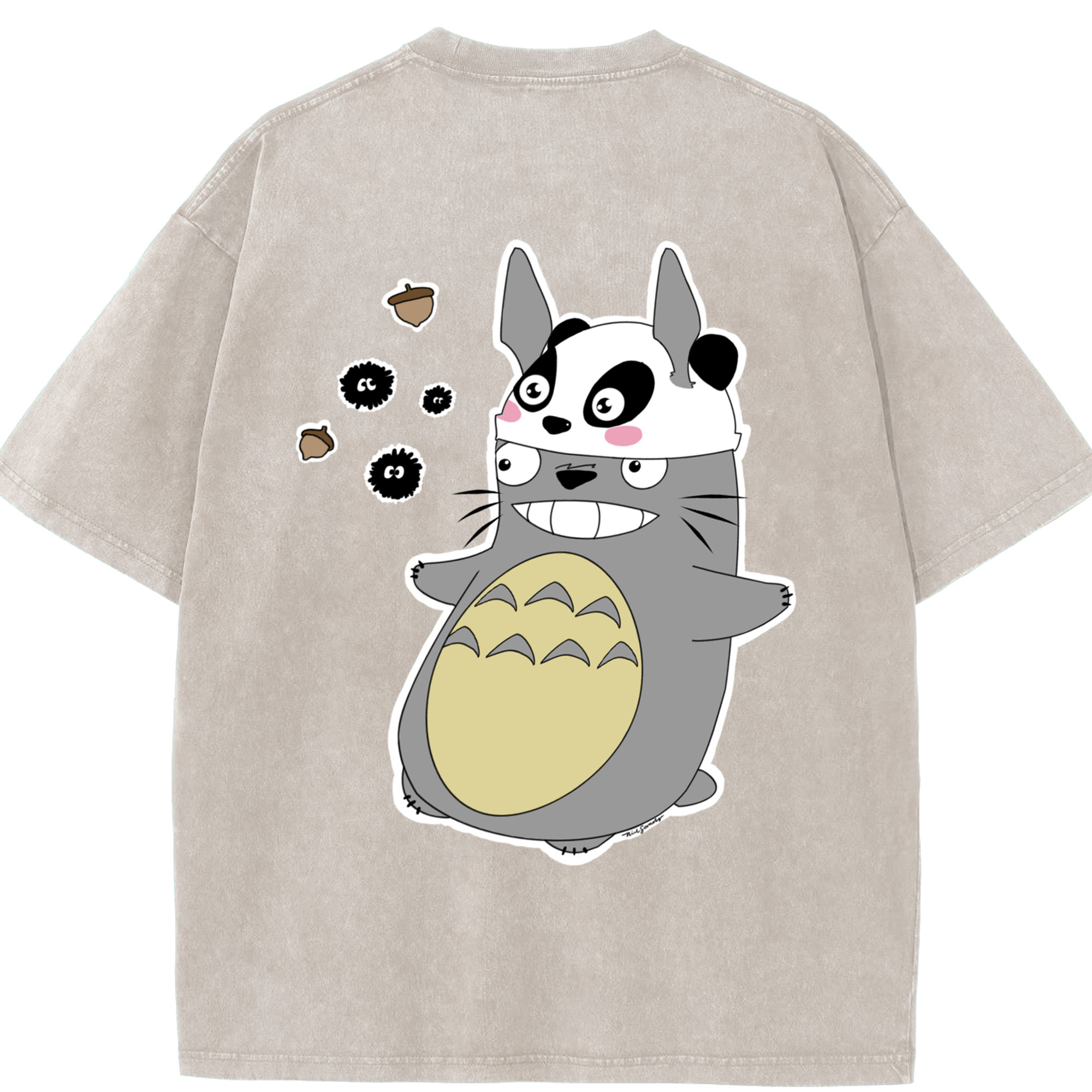 （画像用） となりのトトロ 草壁メイ 草壁サツキ My Neighbor Totoro Satsuki Kusakabe Mei Kusakabe 綿100% ヴィンテージ風 半袖Tシャツ（背面プリント）