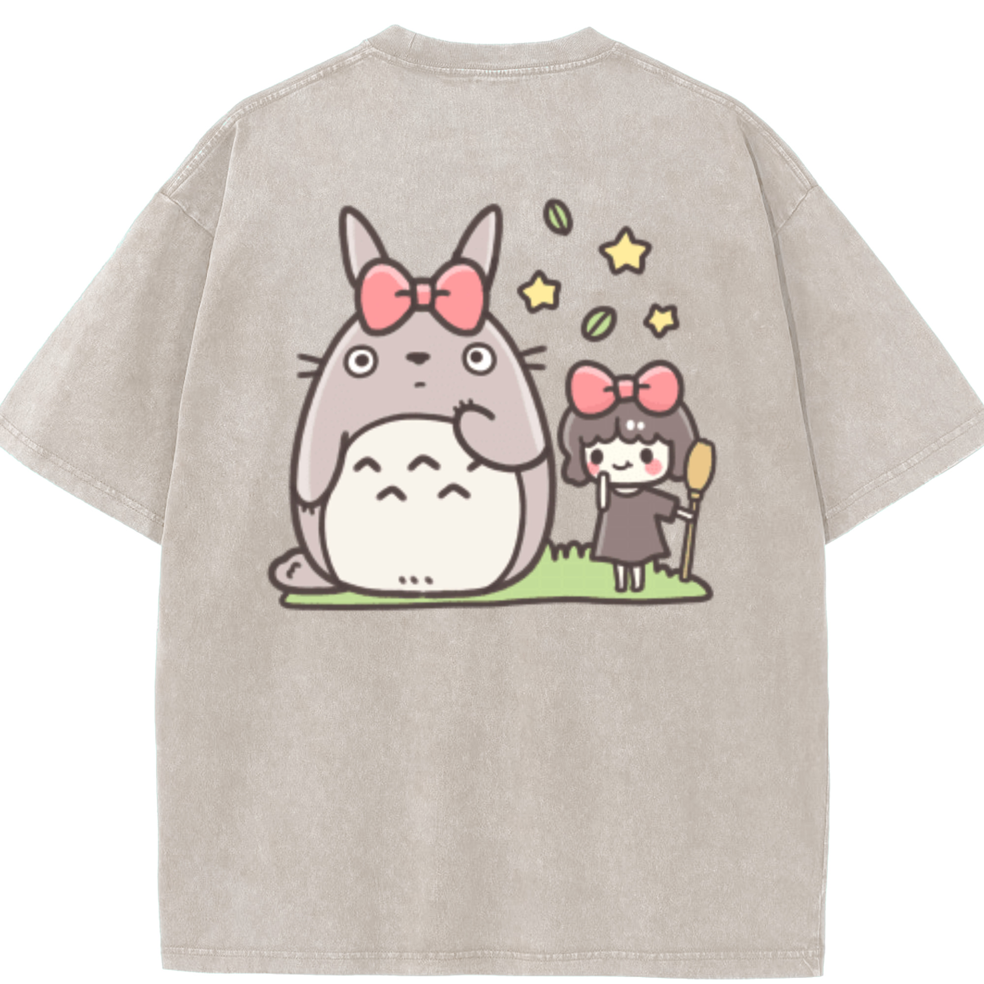 （画像用） となりのトトロ 草壁メイ 草壁サツキ My Neighbor Totoro Satsuki Kusakabe Mei Kusakabe 綿100% ヴィンテージ風 半袖Tシャツ（背面プリント）