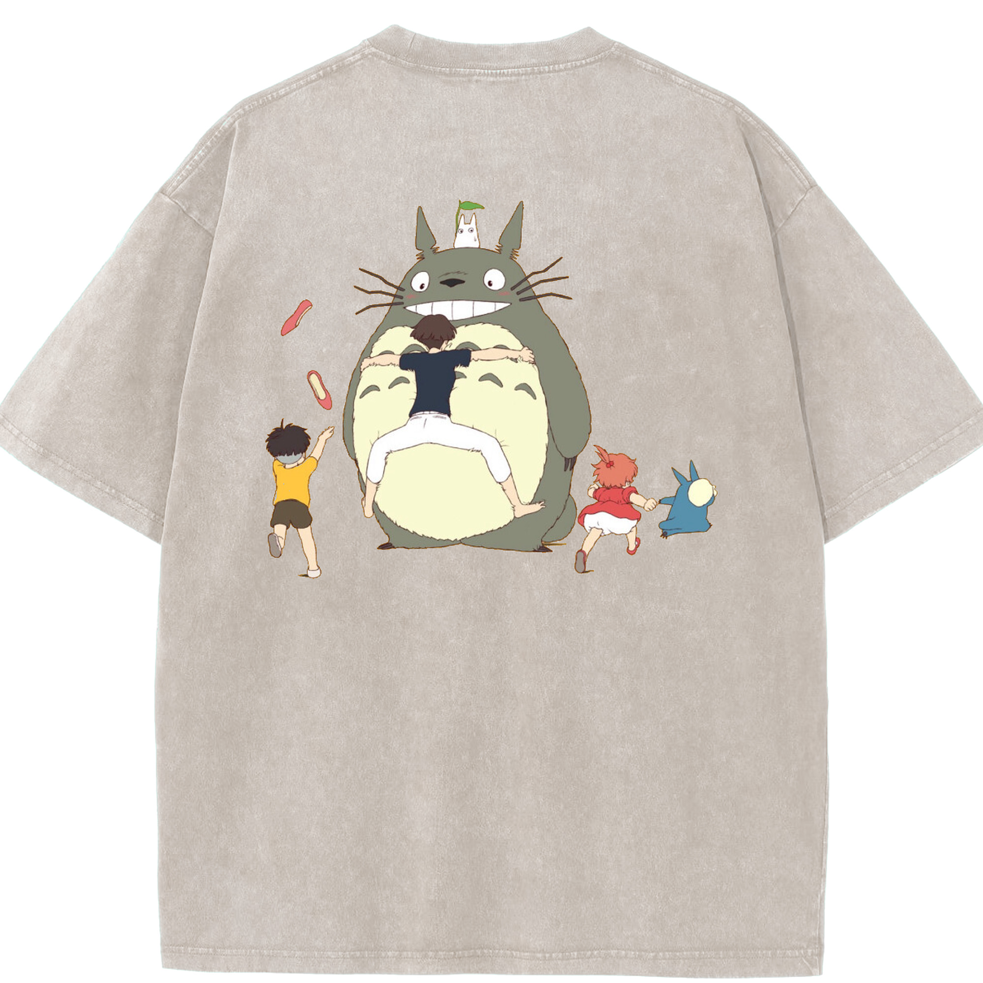 （画像用） となりのトトロ 草壁メイ 草壁サツキ My Neighbor Totoro Satsuki Kusakabe Mei Kusakabe 綿100% ヴィンテージ風 半袖Tシャツ（背面プリント）