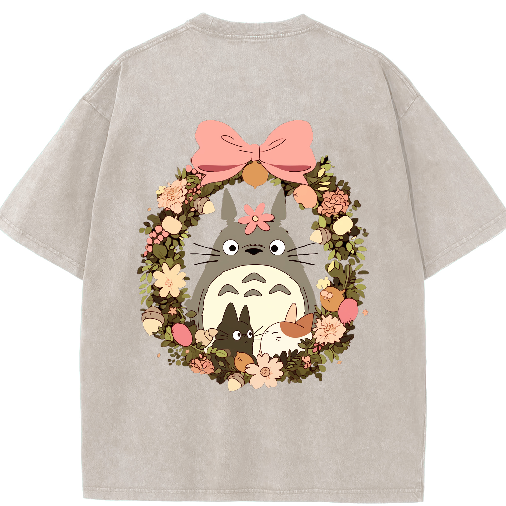 （画像用） となりのトトロ 草壁メイ 草壁サツキ My Neighbor Totoro Satsuki Kusakabe Mei Kusakabe 綿100% ヴィンテージ風 半袖Tシャツ（背面プリント）