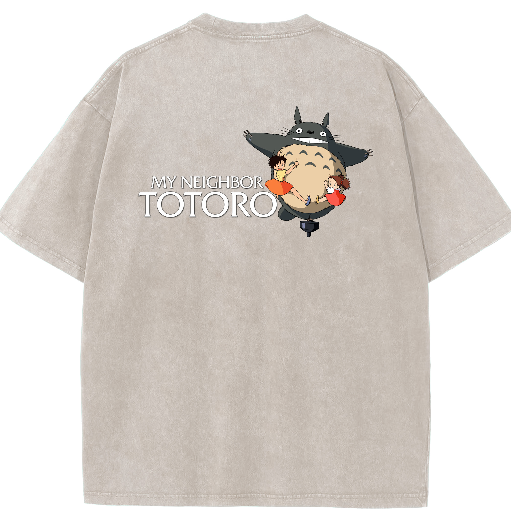 （画像用） となりのトトロ 草壁メイ 草壁サツキ My Neighbor Totoro Satsuki Kusakabe Mei Kusakabe 綿100% ヴィンテージ風 半袖Tシャツ（背面プリント）