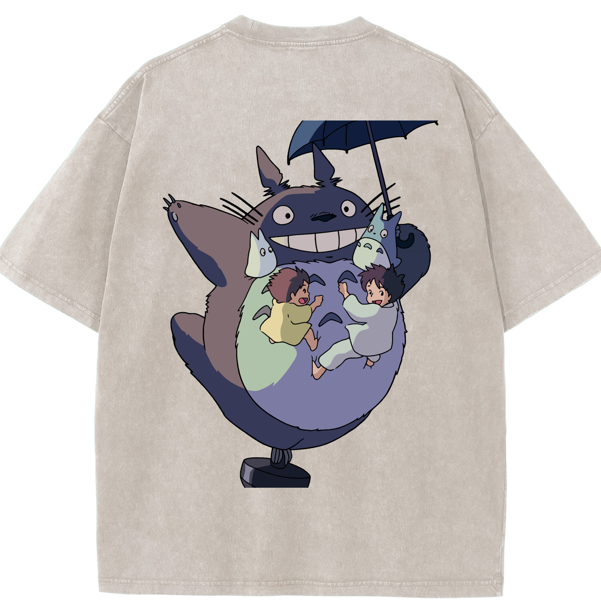 （画像用） となりのトトロ 草壁メイ 草壁サツキ My Neighbor Totoro Satsuki Kusakabe Mei Kusakabe 綿100% ヴィンテージ風 半袖Tシャツ（背面プリント）