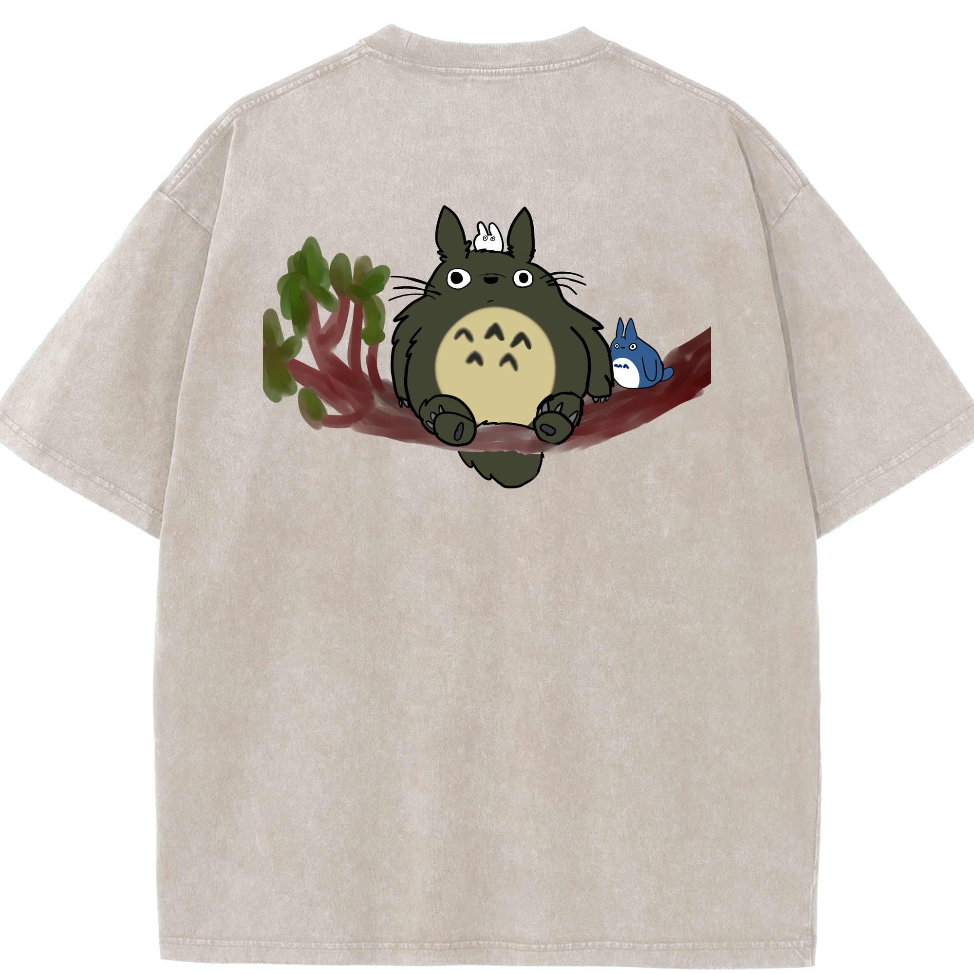 （画像用） となりのトトロ 草壁メイ 草壁サツキ My Neighbor Totoro Satsuki Kusakabe Mei Kusakabe 綿100% ヴィンテージ風 半袖Tシャツ（背面プリント）
