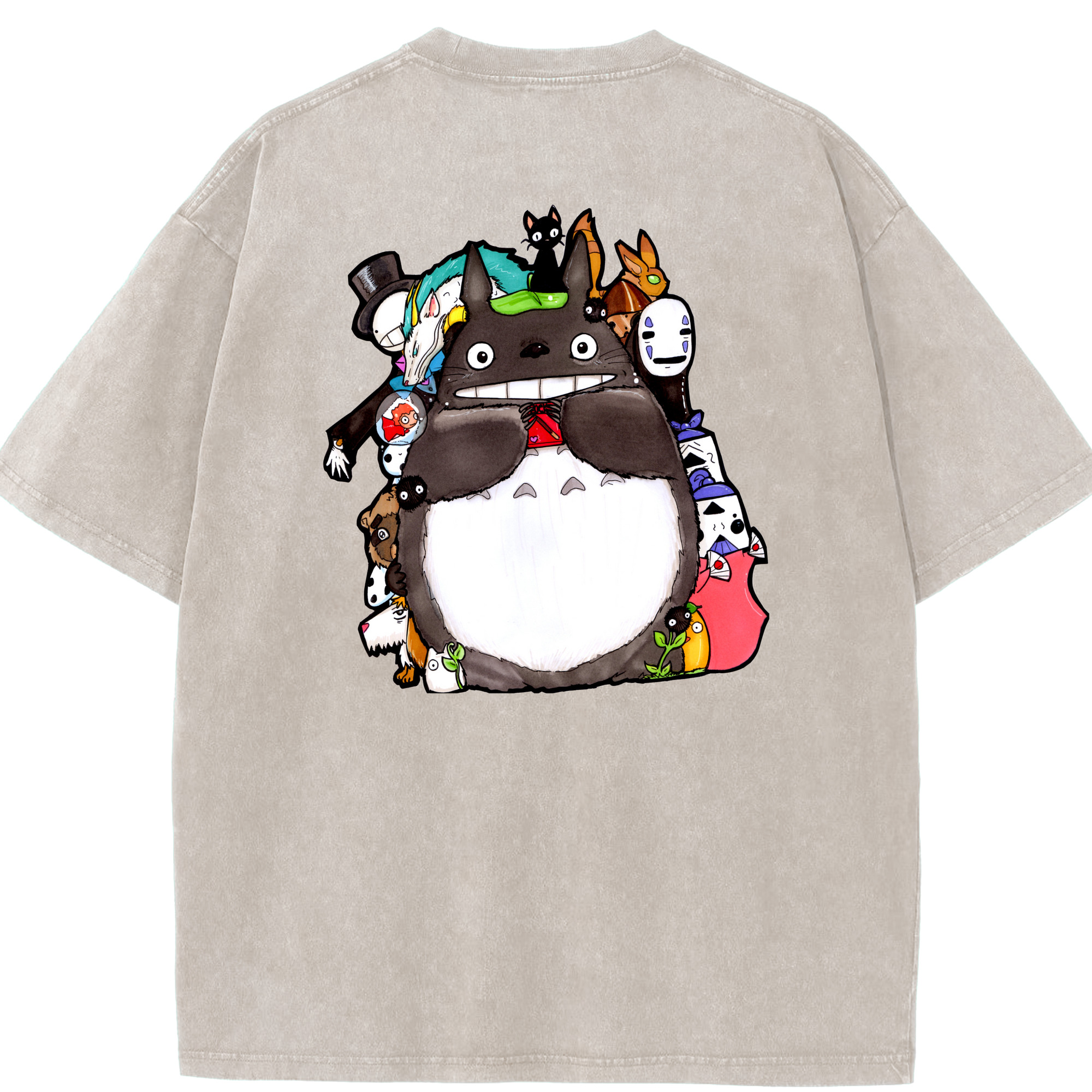 （画像用） となりのトトロ 草壁メイ 草壁サツキ My Neighbor Totoro Satsuki Kusakabe Mei Kusakabe 綿100% ヴィンテージ風 半袖Tシャツ（背面プリント）