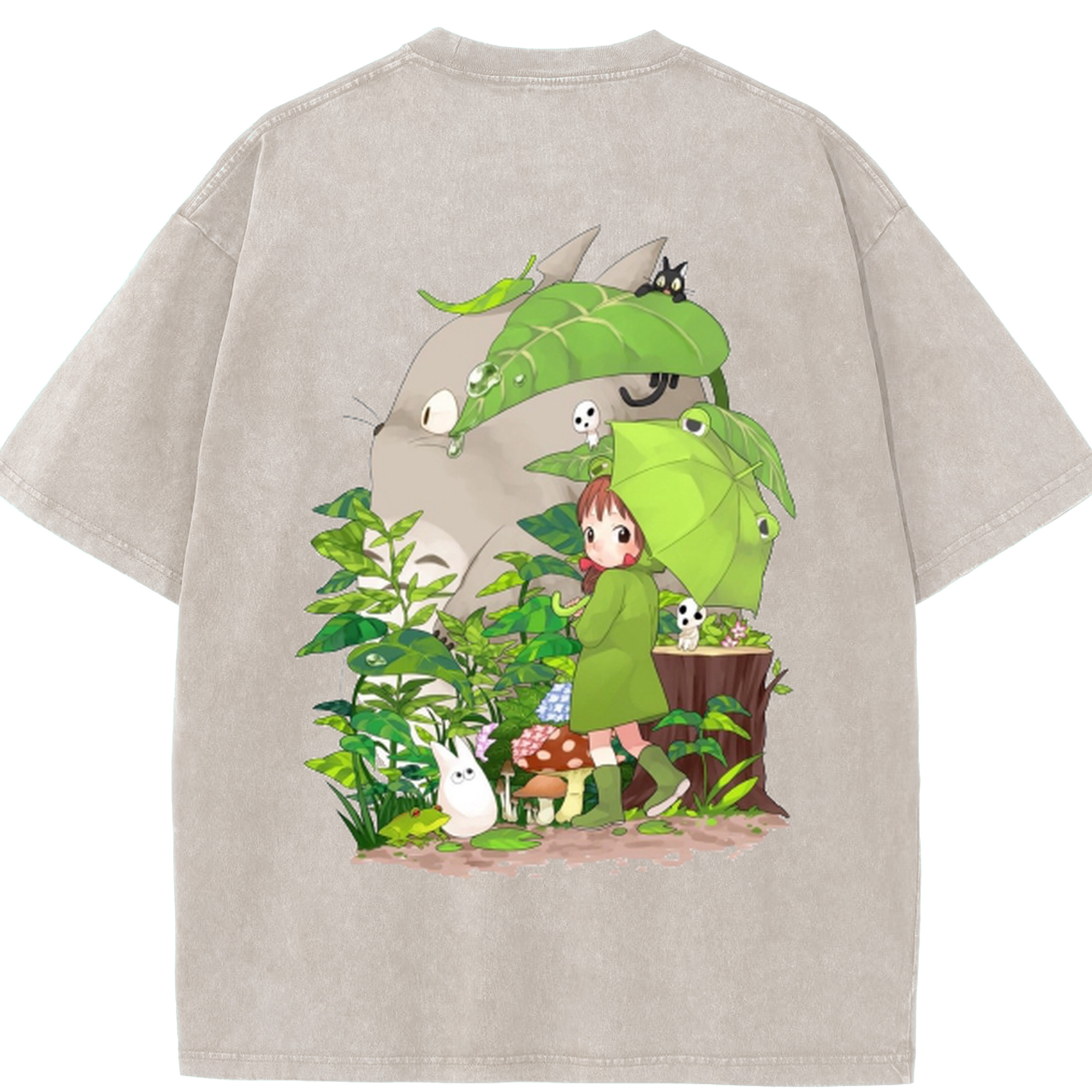 （画像用） となりのトトロ 草壁メイ 草壁サツキ My Neighbor Totoro Satsuki Kusakabe Mei Kusakabe 綿100% ヴィンテージ風 半袖Tシャツ（背面プリント）