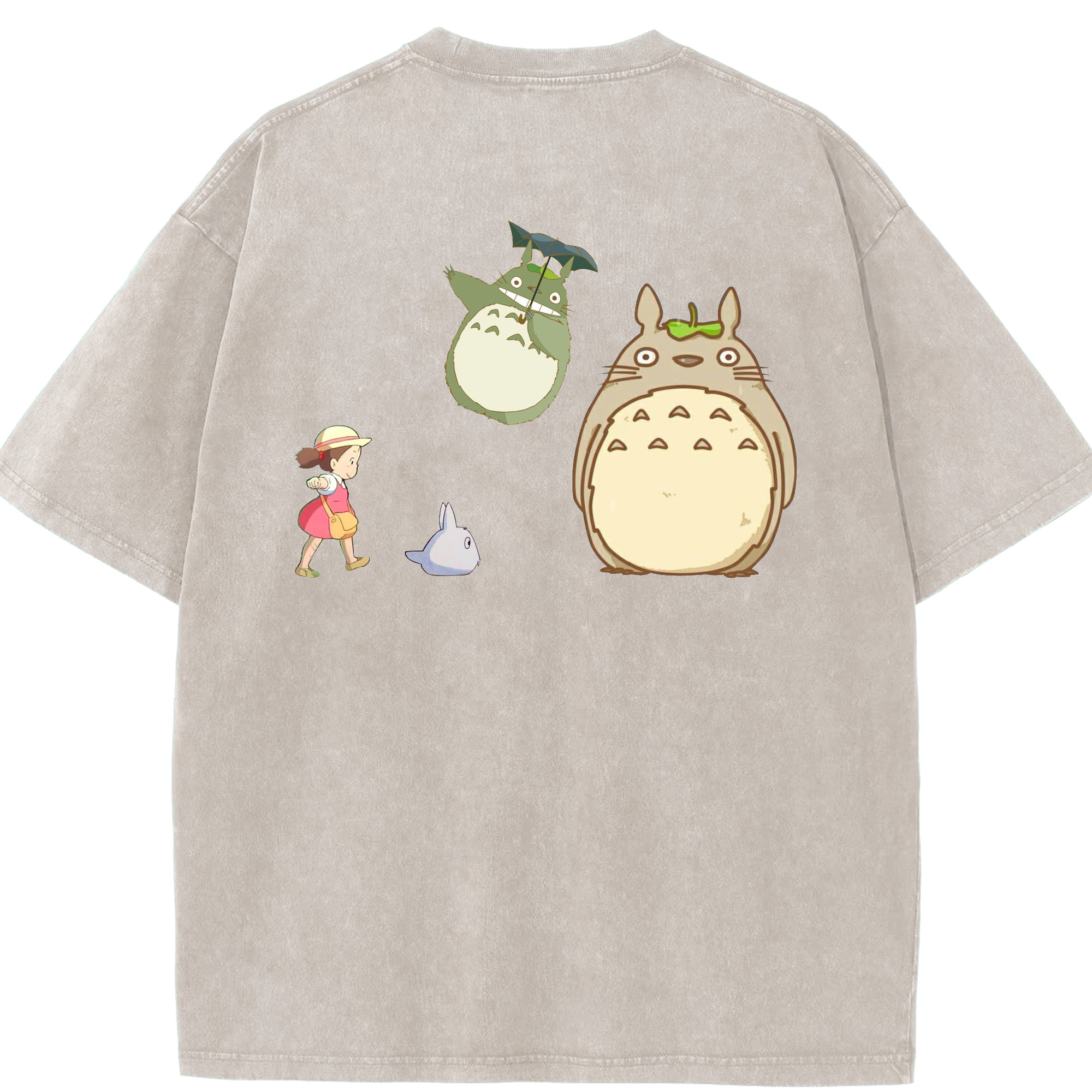 （画像用） となりのトトロ 草壁メイ 草壁サツキ My Neighbor Totoro Satsuki Kusakabe Mei Kusakabe 綿100% ヴィンテージ風 半袖Tシャツ（背面プリント）