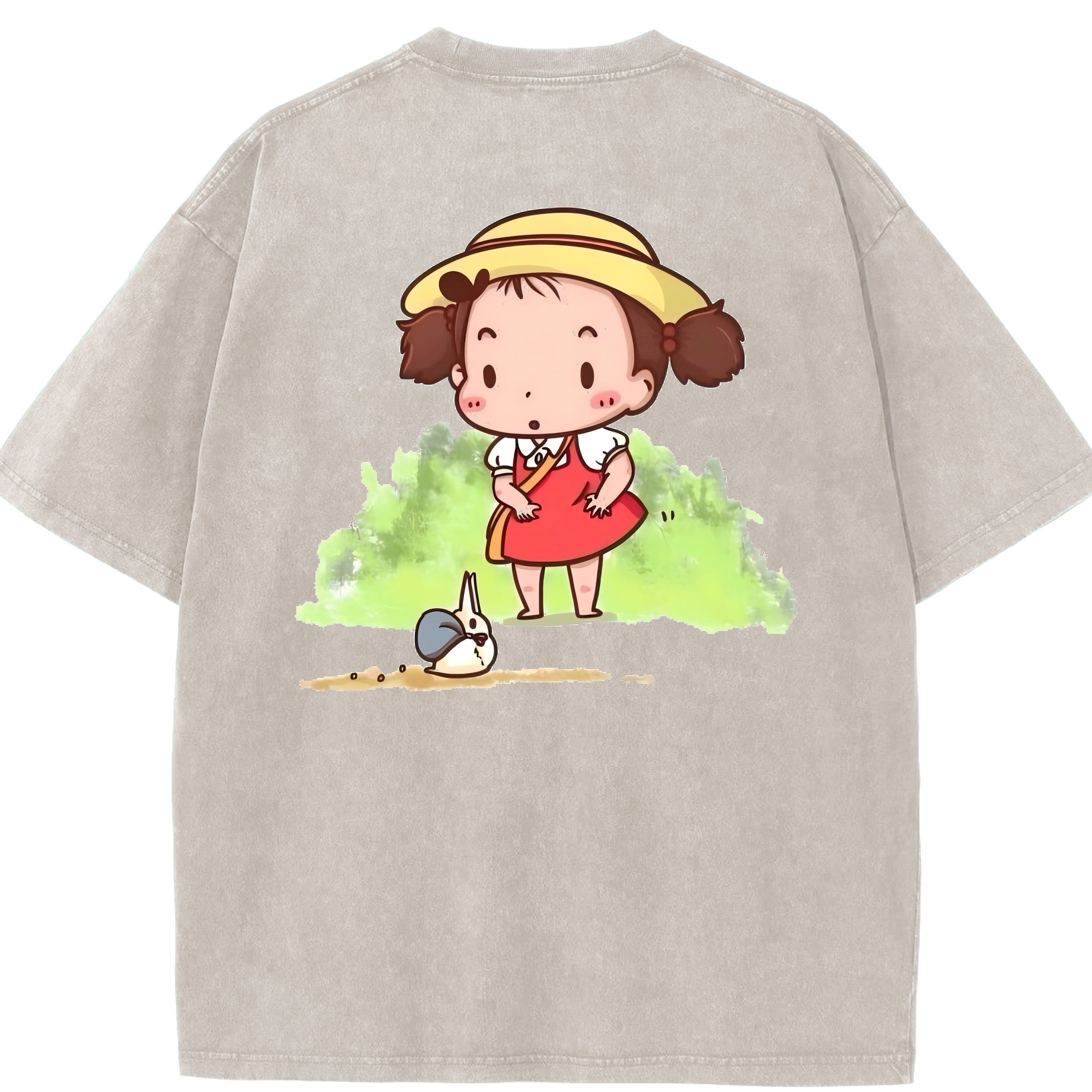 （画像用） となりのトトロ 草壁メイ 草壁サツキ My Neighbor Totoro Satsuki Kusakabe Mei Kusakabe 綿100% ヴィンテージ風 半袖Tシャツ（背面プリント）