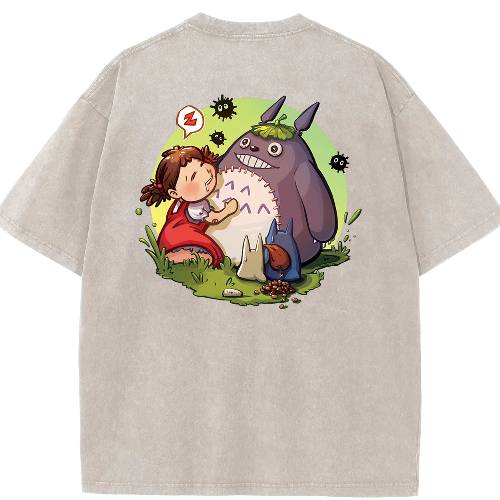 （画像用） となりのトトロ 草壁メイ 草壁サツキ My Neighbor Totoro Satsuki Kusakabe Mei Kusakabe 綿100% ヴィンテージ風 半袖Tシャツ（背面プリント）