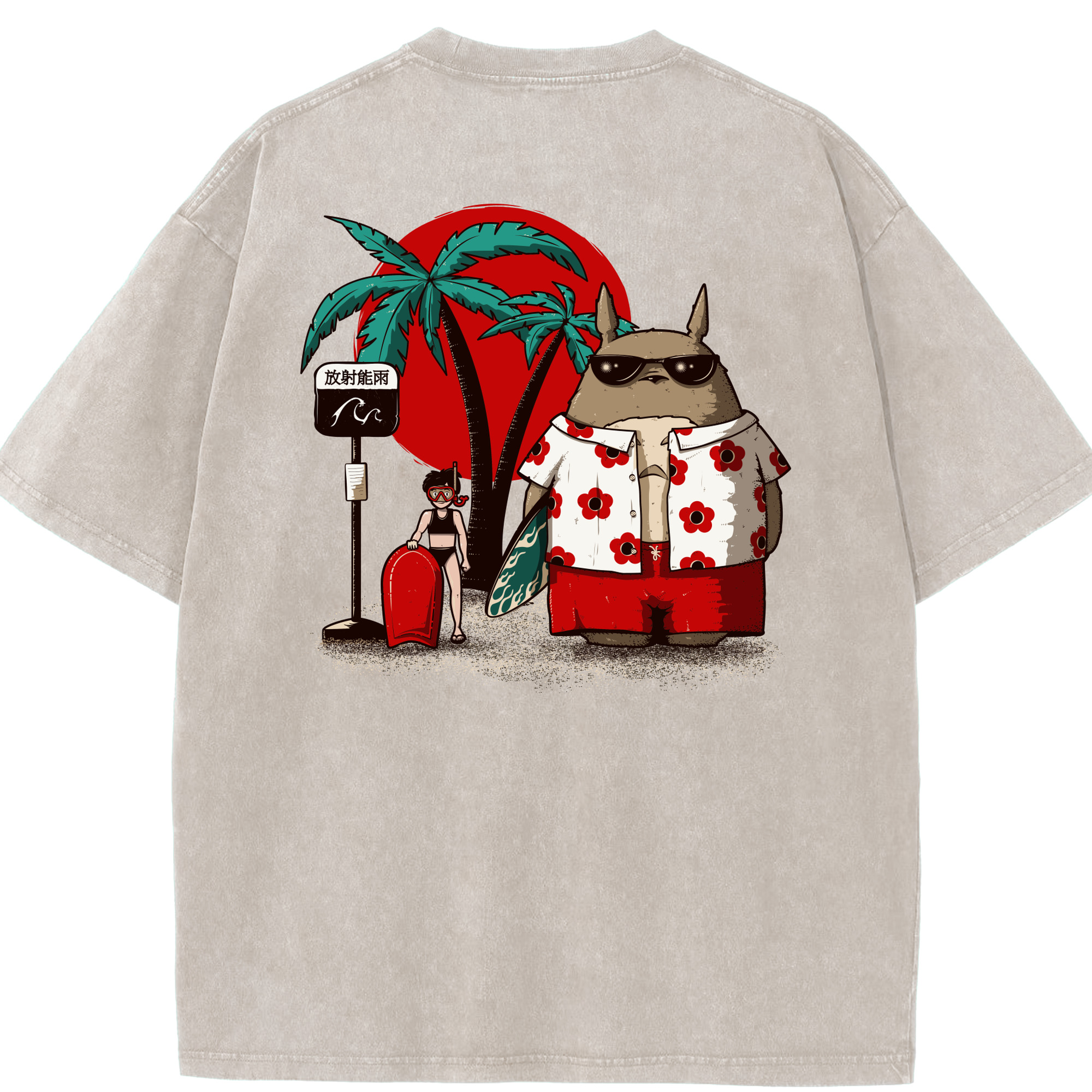 （画像用） となりのトトロ 草壁メイ 草壁サツキ My Neighbor Totoro Satsuki Kusakabe Mei Kusakabe 綿100% ヴィンテージ風 半袖Tシャツ（背面プリント）