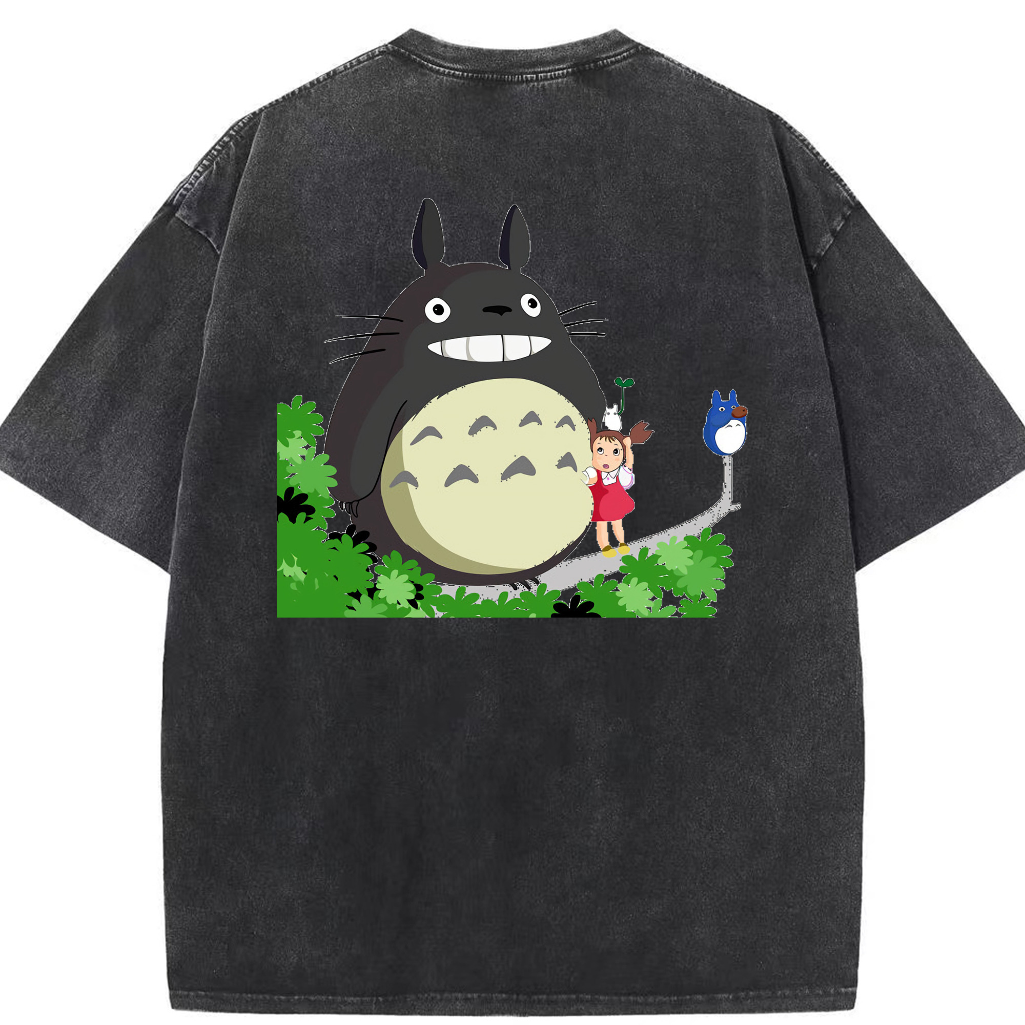 （画像用） となりのトトロ 草壁メイ 草壁サツキ My Neighbor Totoro Satsuki Kusakabe Mei Kusakabe 綿100% ヴィンテージ風 半袖Tシャツ（背面プリント）