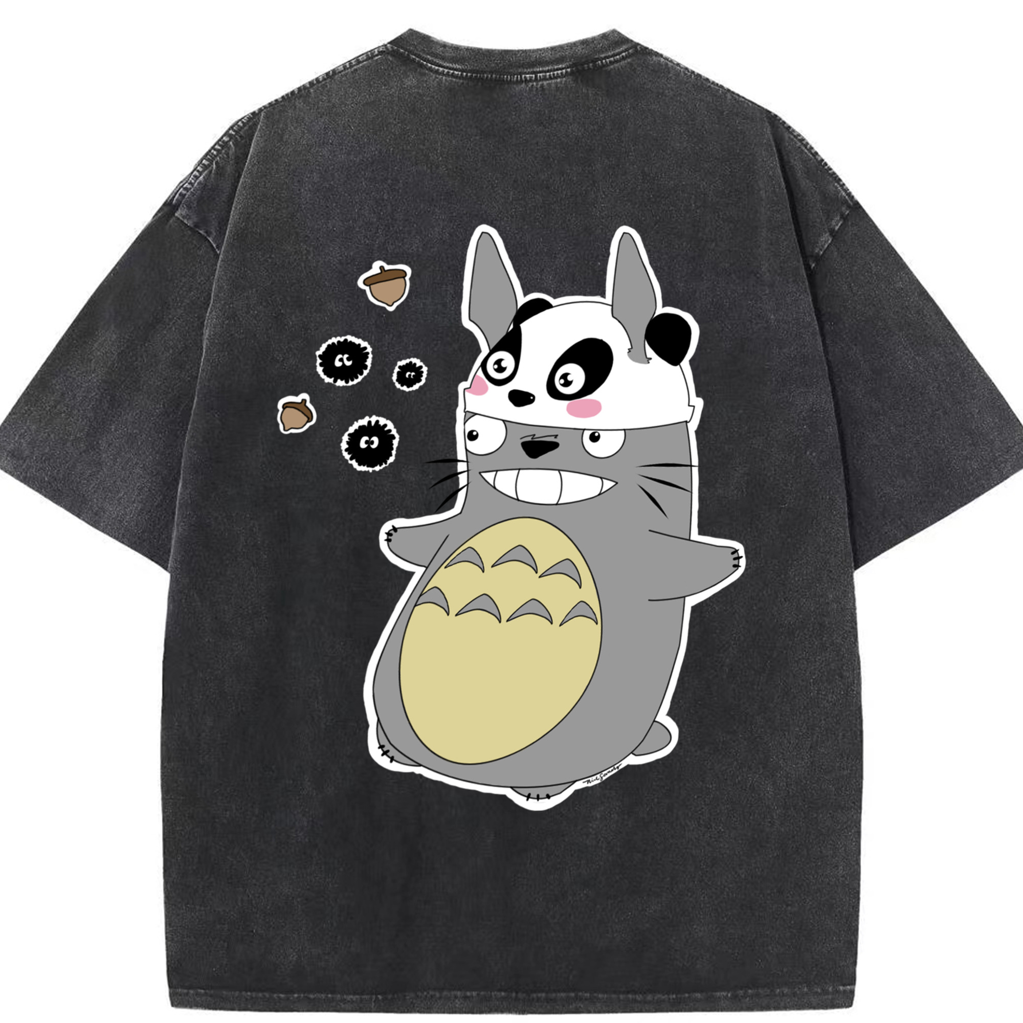 （画像用） となりのトトロ 草壁メイ 草壁サツキ My Neighbor Totoro Satsuki Kusakabe Mei Kusakabe 綿100% ヴィンテージ風 半袖Tシャツ（背面プリント）