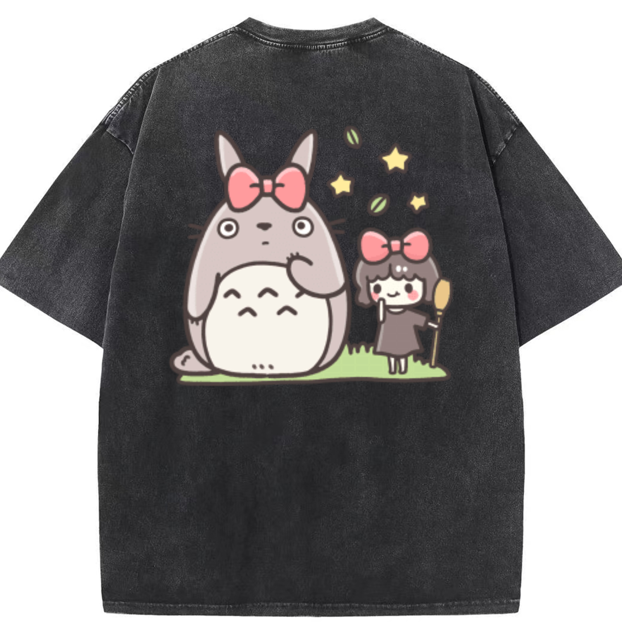 （画像用） となりのトトロ 草壁メイ 草壁サツキ My Neighbor Totoro Satsuki Kusakabe Mei Kusakabe 綿100% ヴィンテージ風 半袖Tシャツ（背面プリント）