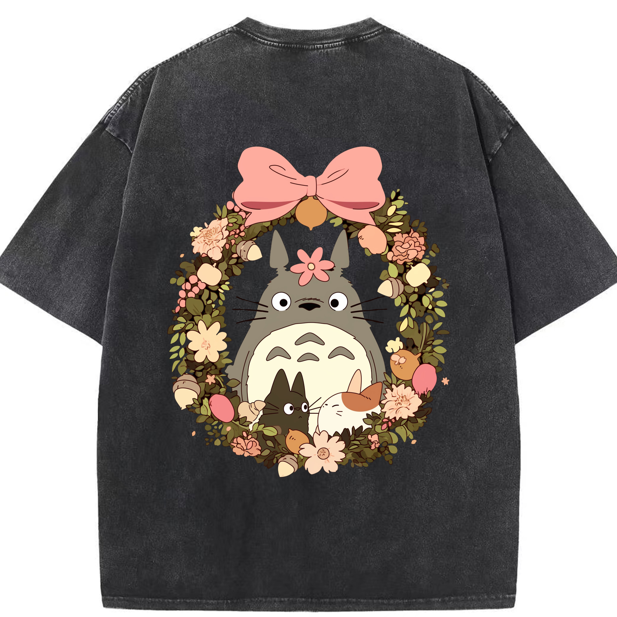 （画像用） となりのトトロ 草壁メイ 草壁サツキ My Neighbor Totoro Satsuki Kusakabe Mei Kusakabe 綿100% ヴィンテージ風 半袖Tシャツ（背面プリント）