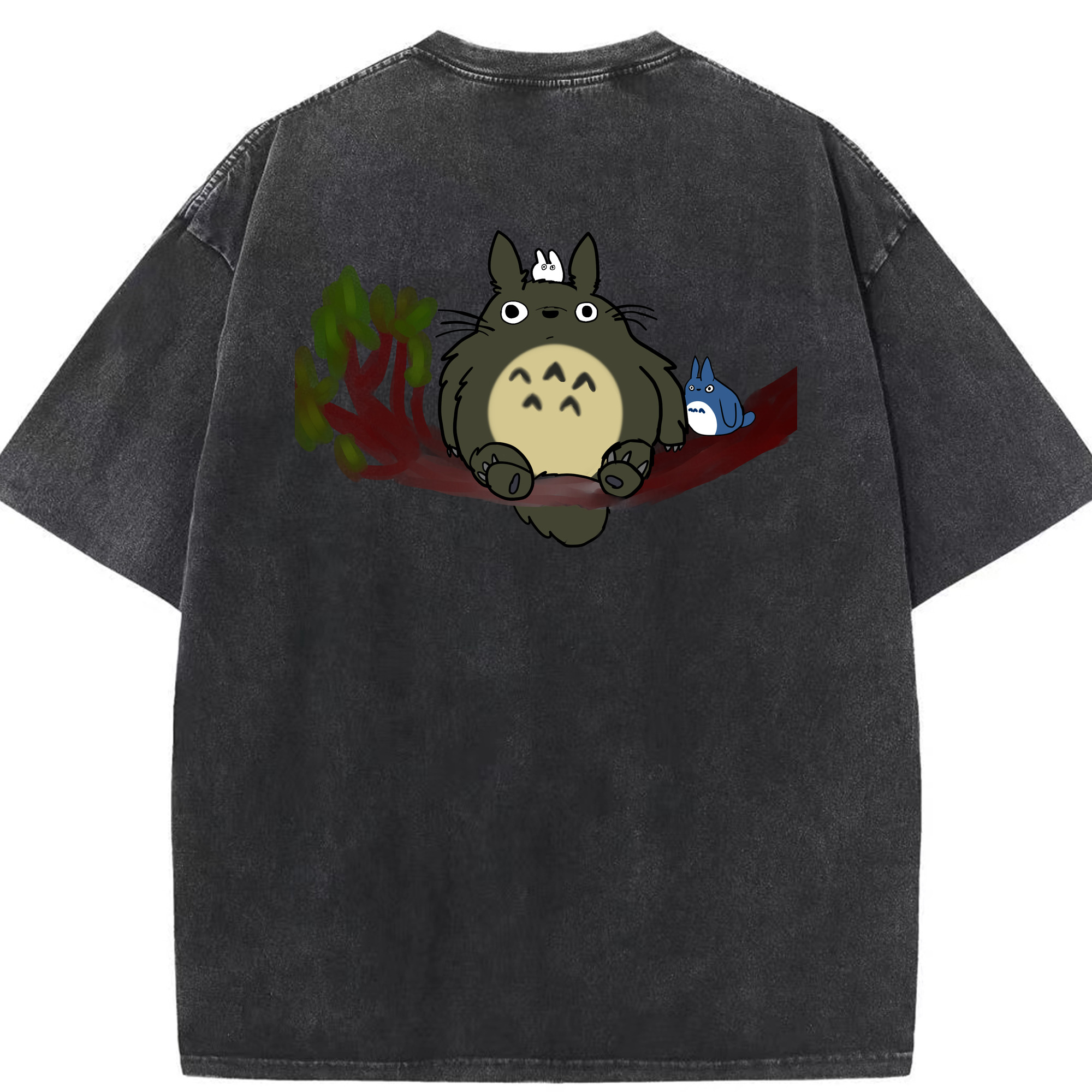 （画像用） となりのトトロ 草壁メイ 草壁サツキ My Neighbor Totoro Satsuki Kusakabe Mei Kusakabe 綿100% ヴィンテージ風 半袖Tシャツ（背面プリント）