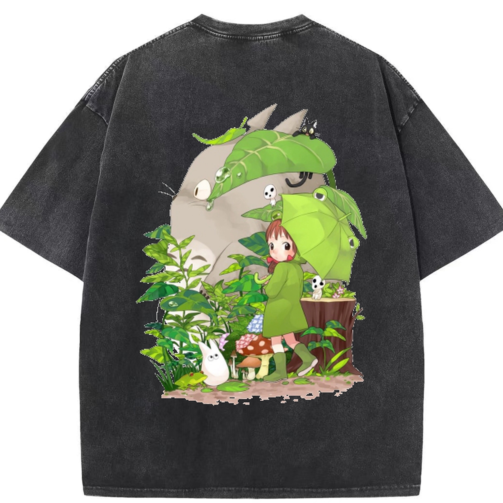 （画像用） となりのトトロ 草壁メイ 草壁サツキ My Neighbor Totoro Satsuki Kusakabe Mei Kusakabe 綿100% ヴィンテージ風 半袖Tシャツ（背面プリント）