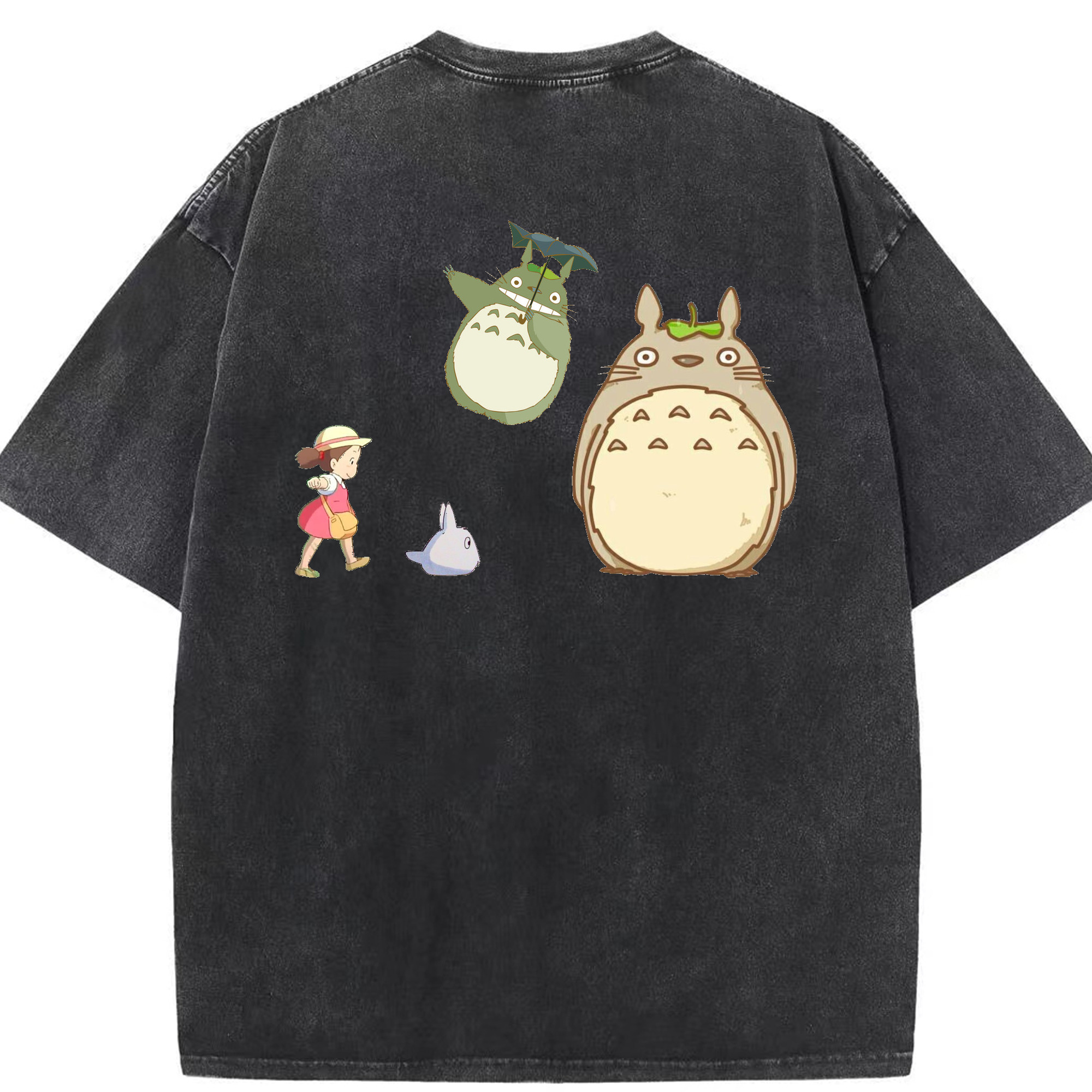 （画像用） となりのトトロ 草壁メイ 草壁サツキ My Neighbor Totoro Satsuki Kusakabe Mei Kusakabe 綿100% ヴィンテージ風 半袖Tシャツ（背面プリント）