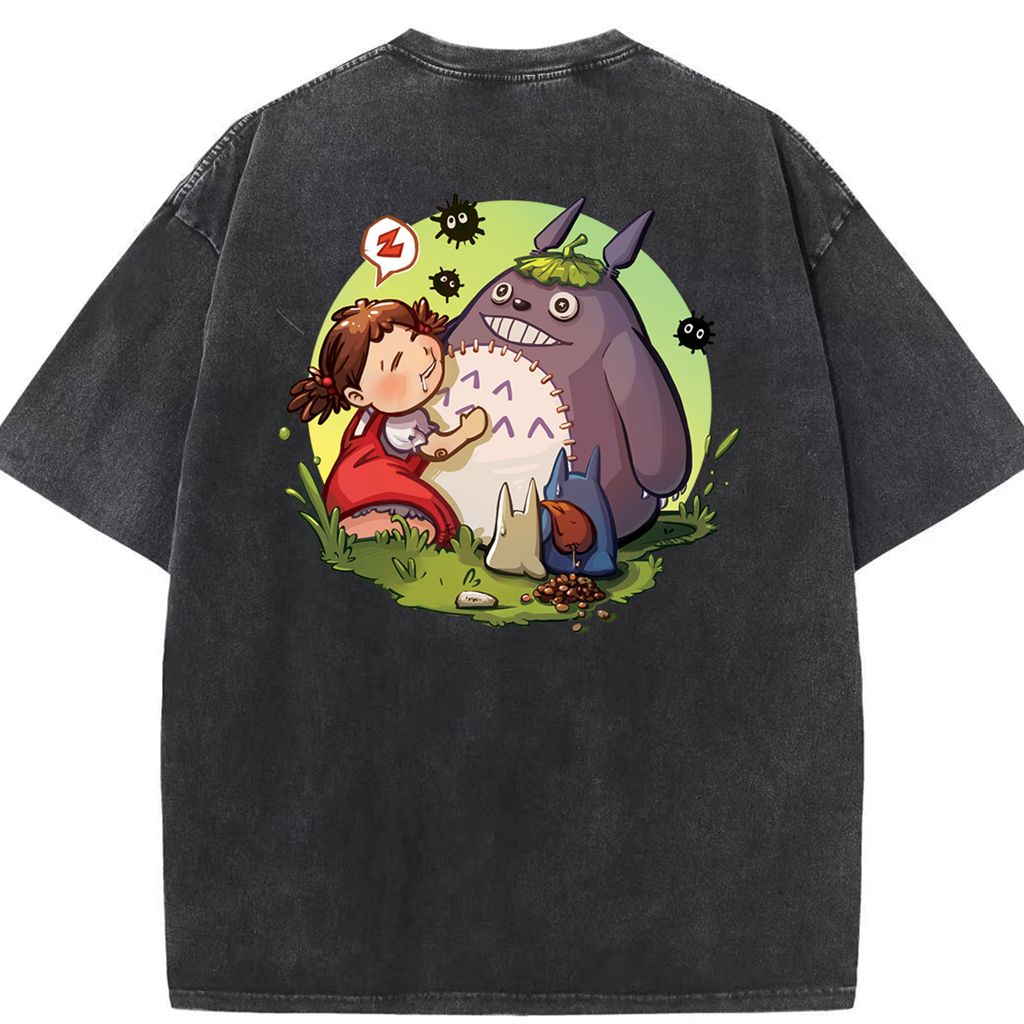 （画像用） となりのトトロ 草壁メイ 草壁サツキ My Neighbor Totoro Satsuki Kusakabe Mei Kusakabe 綿100% ヴィンテージ風 半袖Tシャツ（背面プリント）