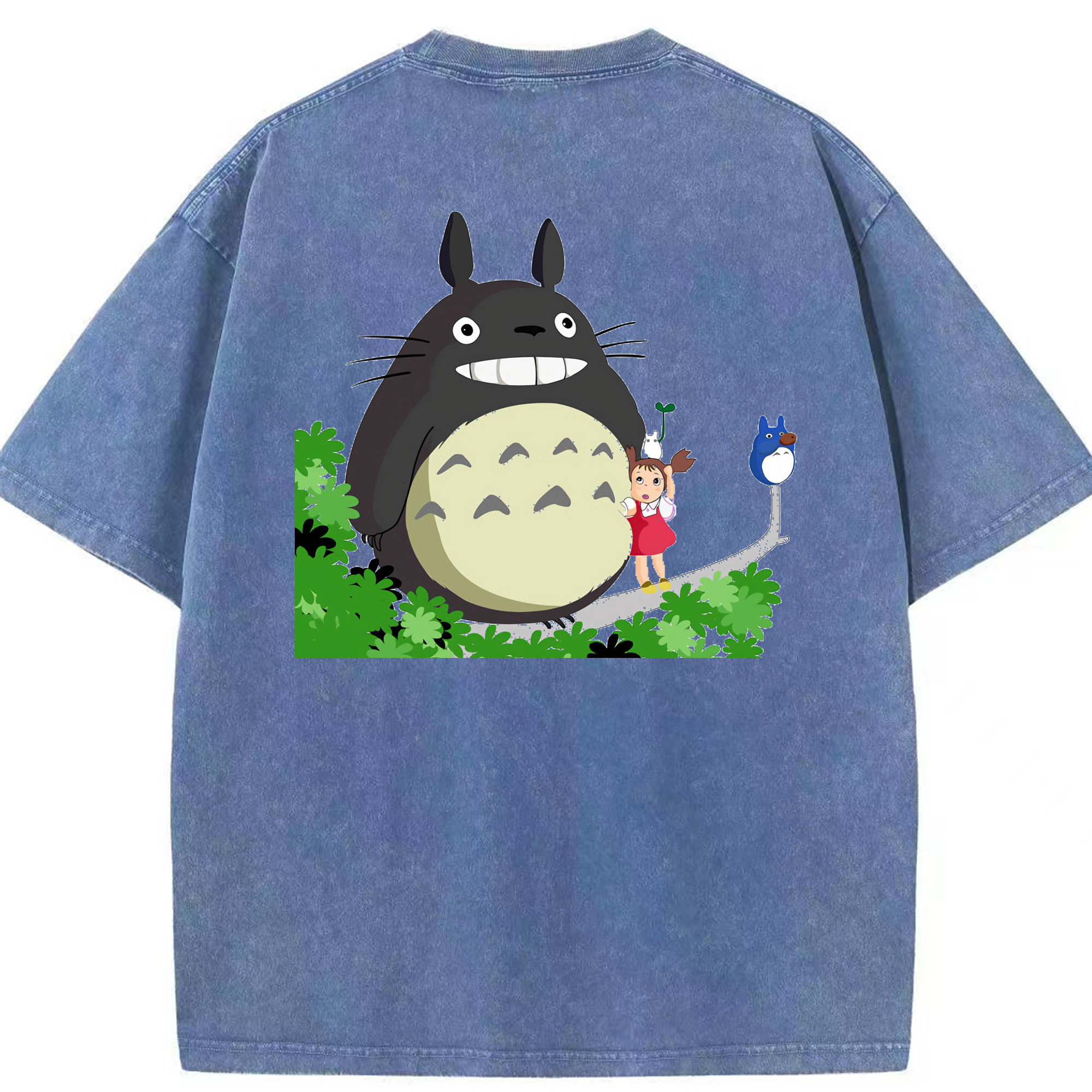 （画像用） となりのトトロ 草壁メイ 草壁サツキ My Neighbor Totoro Satsuki Kusakabe Mei Kusakabe 綿100% ヴィンテージ風 半袖Tシャツ（背面プリント）