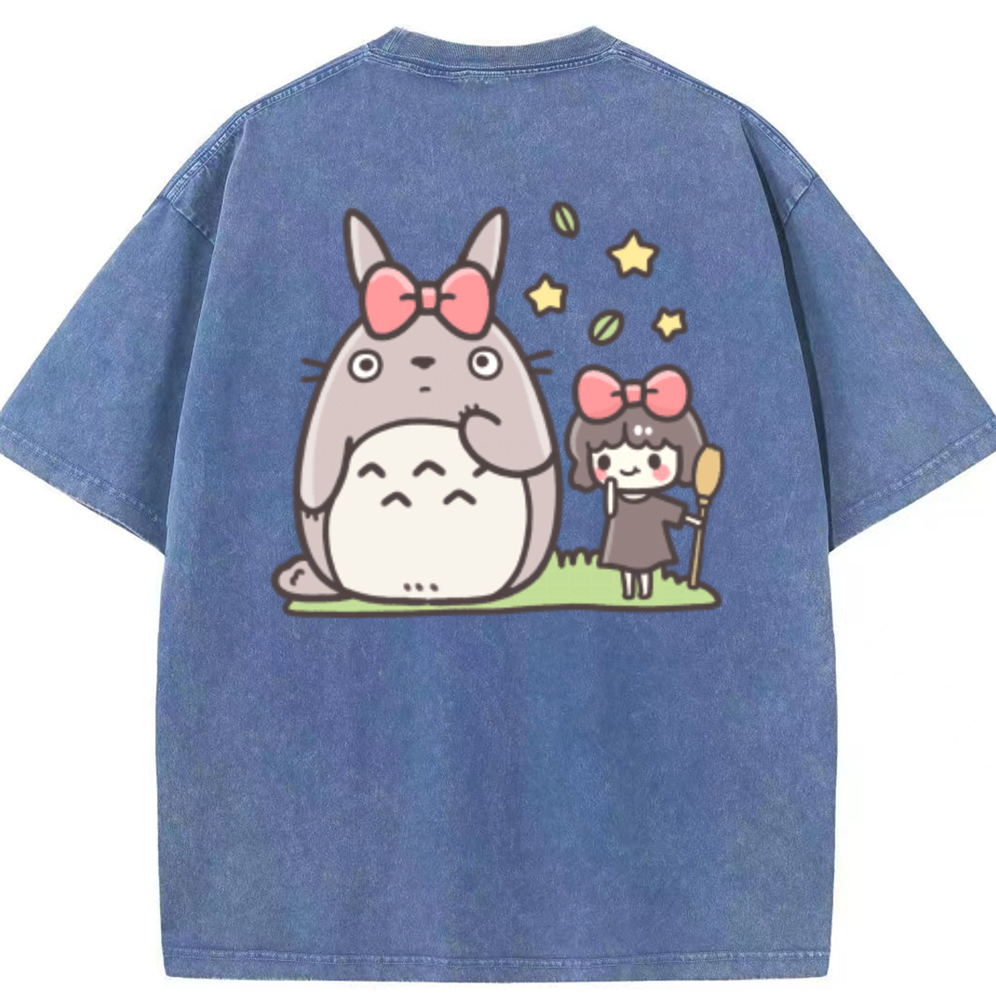 （画像用） となりのトトロ 草壁メイ 草壁サツキ My Neighbor Totoro Satsuki Kusakabe Mei Kusakabe 綿100% ヴィンテージ風 半袖Tシャツ（背面プリント）