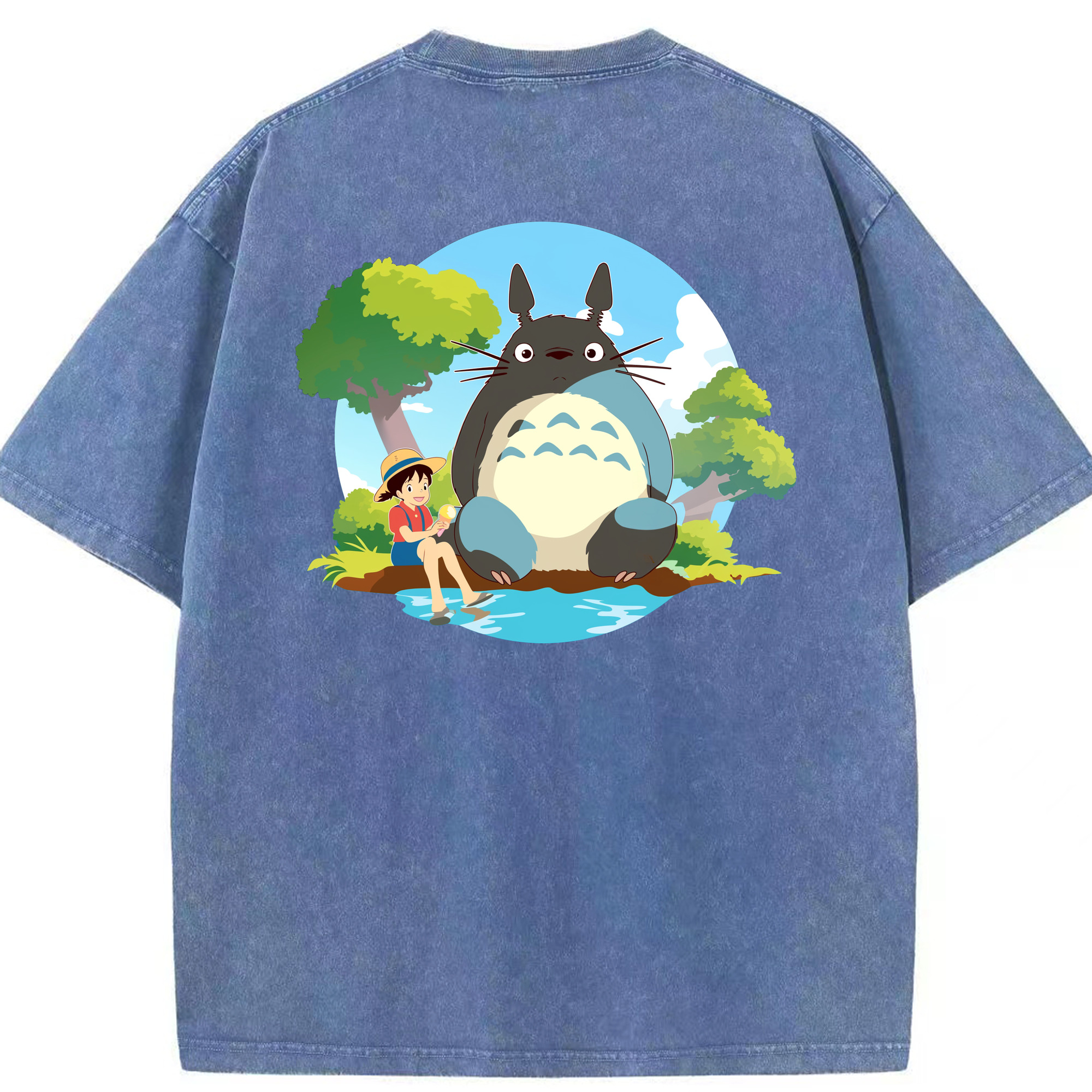 （画像用） となりのトトロ 草壁メイ 草壁サツキ My Neighbor Totoro Satsuki Kusakabe Mei Kusakabe 綿100% ヴィンテージ風 半袖Tシャツ（背面プリント）
