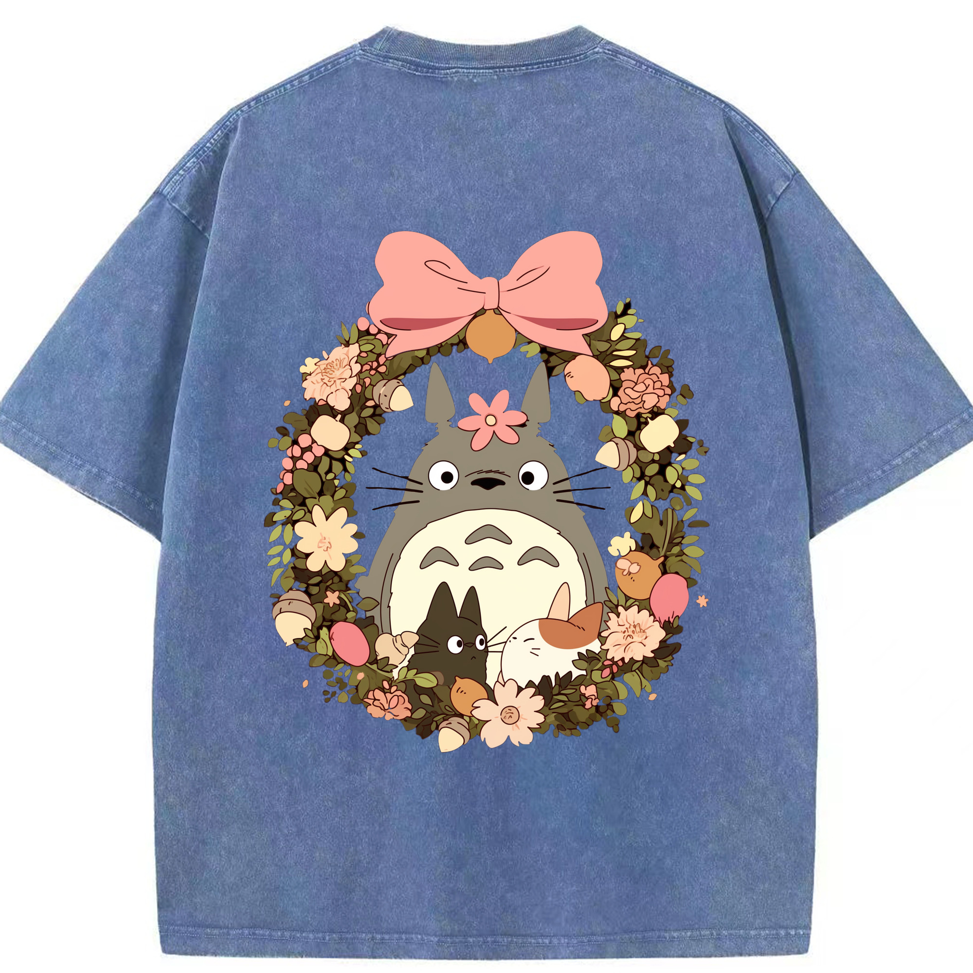 （画像用） となりのトトロ 草壁メイ 草壁サツキ My Neighbor Totoro Satsuki Kusakabe Mei Kusakabe 綿100% ヴィンテージ風 半袖Tシャツ（背面プリント）