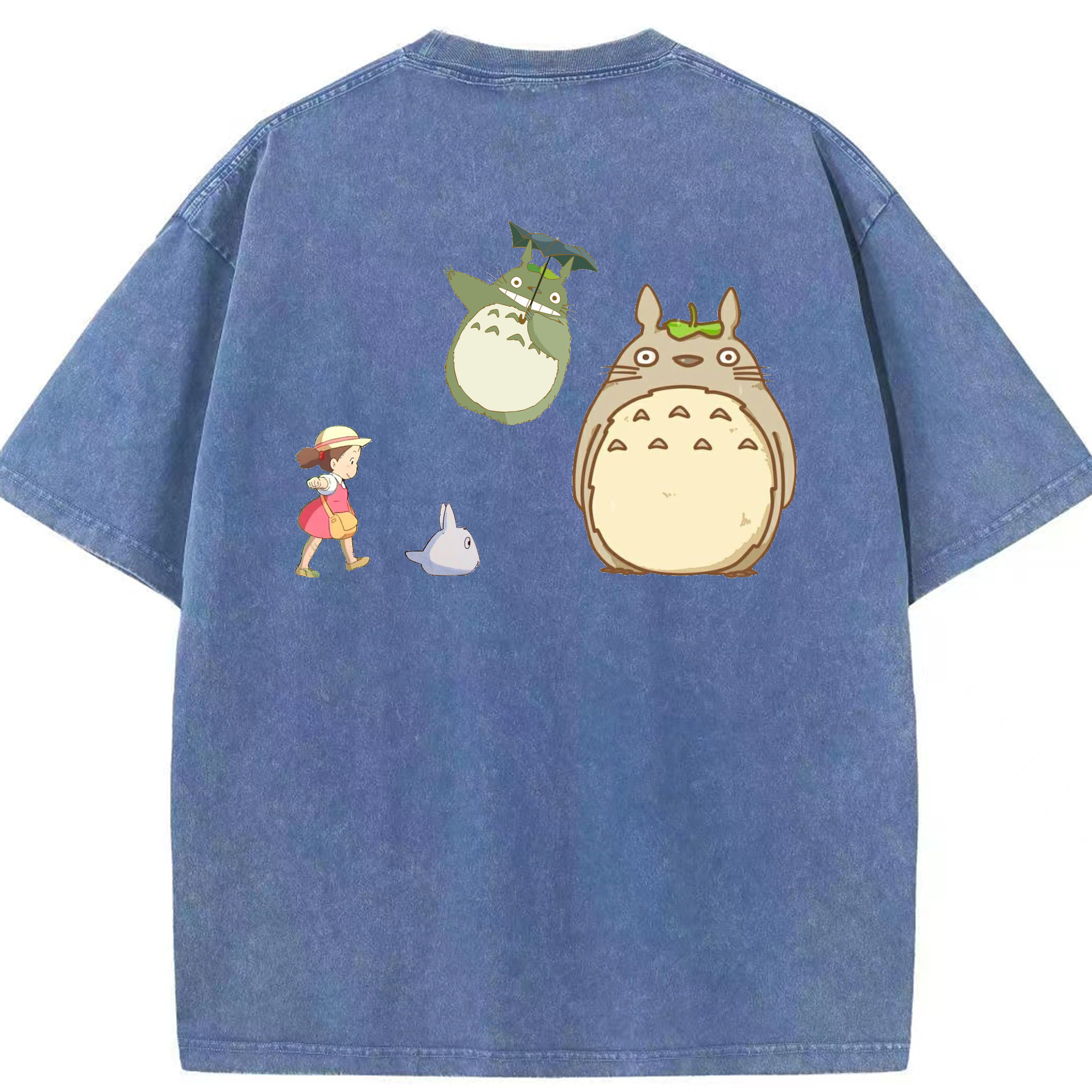 （画像用） となりのトトロ 草壁メイ 草壁サツキ My Neighbor Totoro Satsuki Kusakabe Mei Kusakabe 綿100% ヴィンテージ風 半袖Tシャツ（背面プリント）