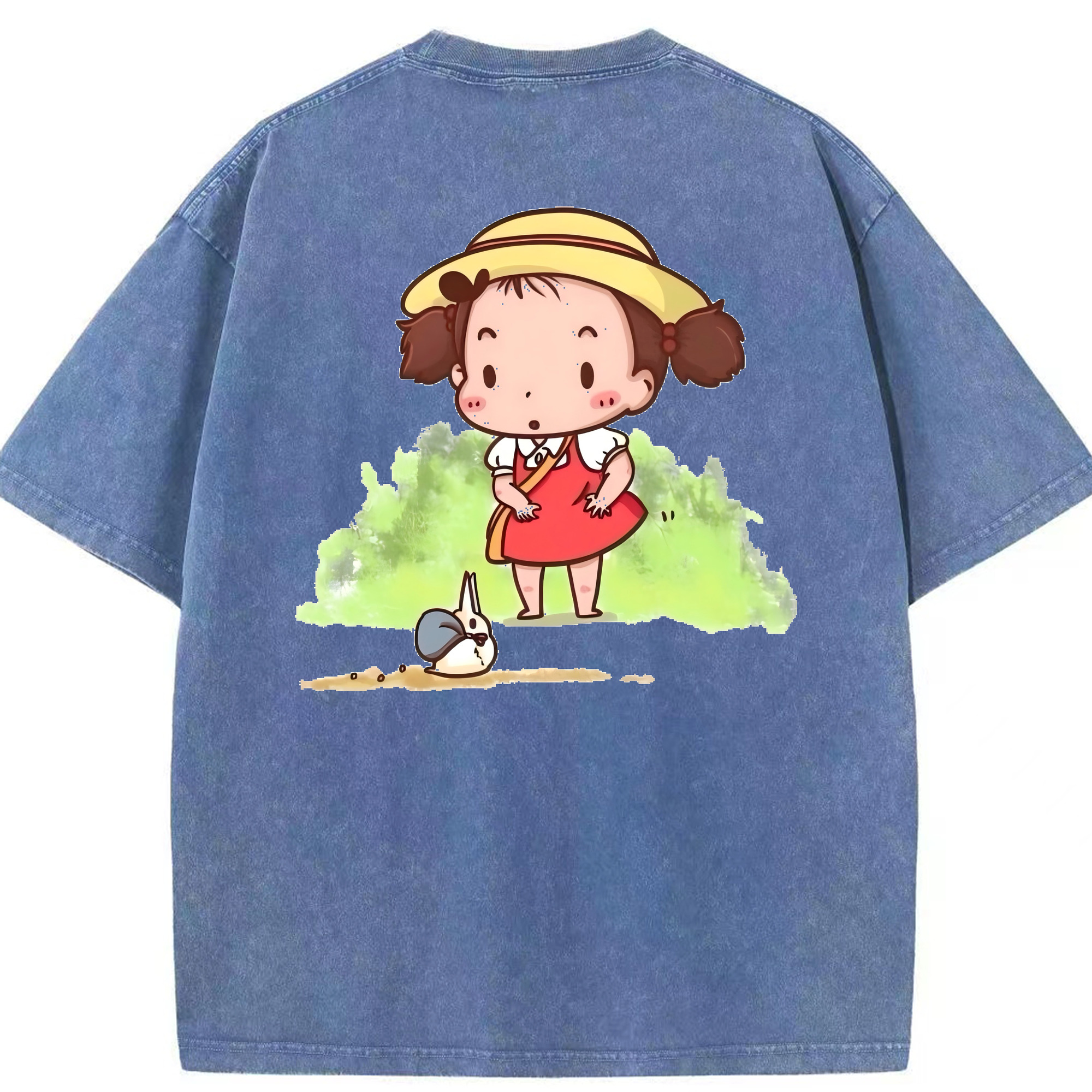 （画像用） となりのトトロ 草壁メイ 草壁サツキ My Neighbor Totoro Satsuki Kusakabe Mei Kusakabe 綿100% ヴィンテージ風 半袖Tシャツ（背面プリント）