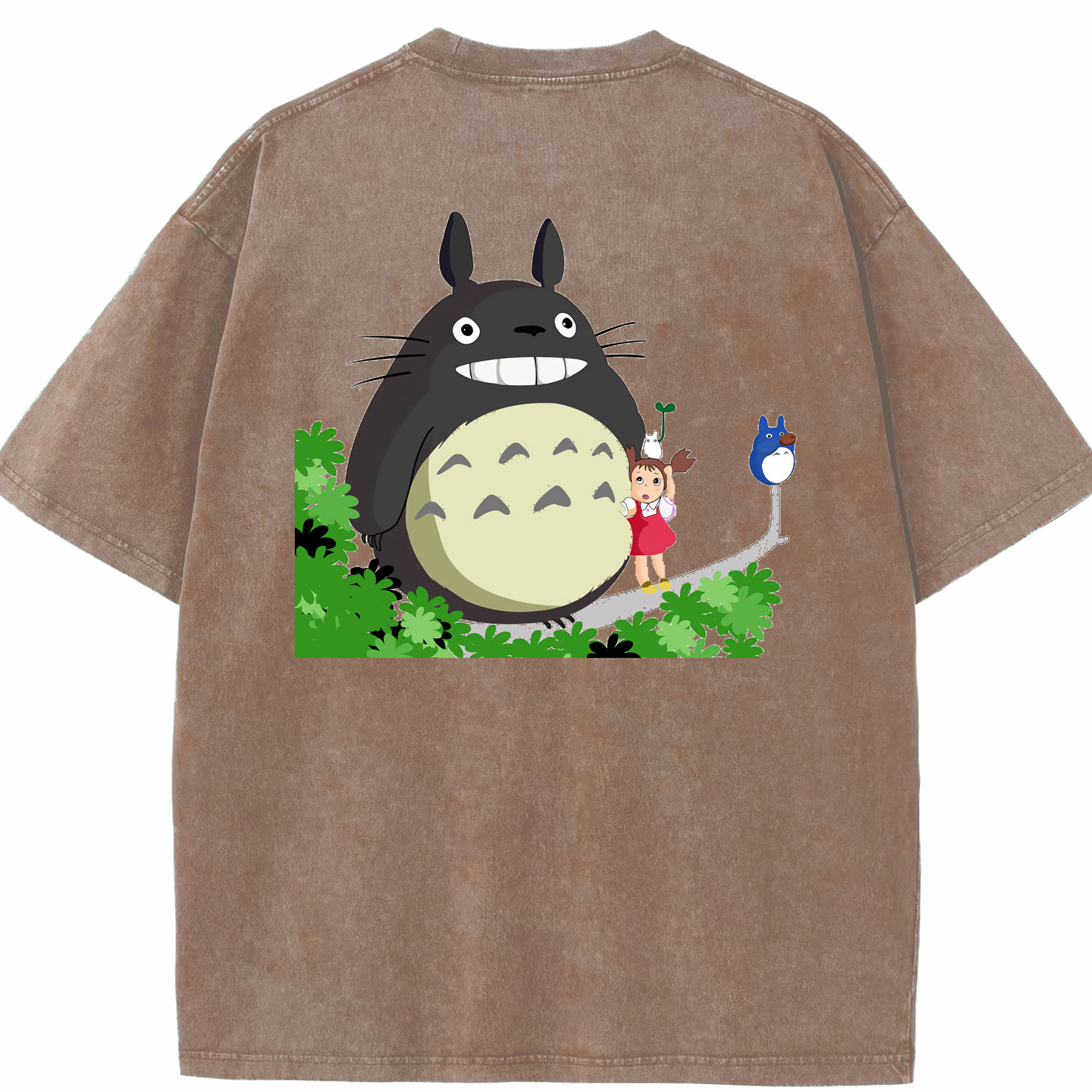 （画像用） となりのトトロ 草壁メイ 草壁サツキ My Neighbor Totoro Satsuki Kusakabe Mei Kusakabe 綿100% ヴィンテージ風 半袖Tシャツ（背面プリント）
