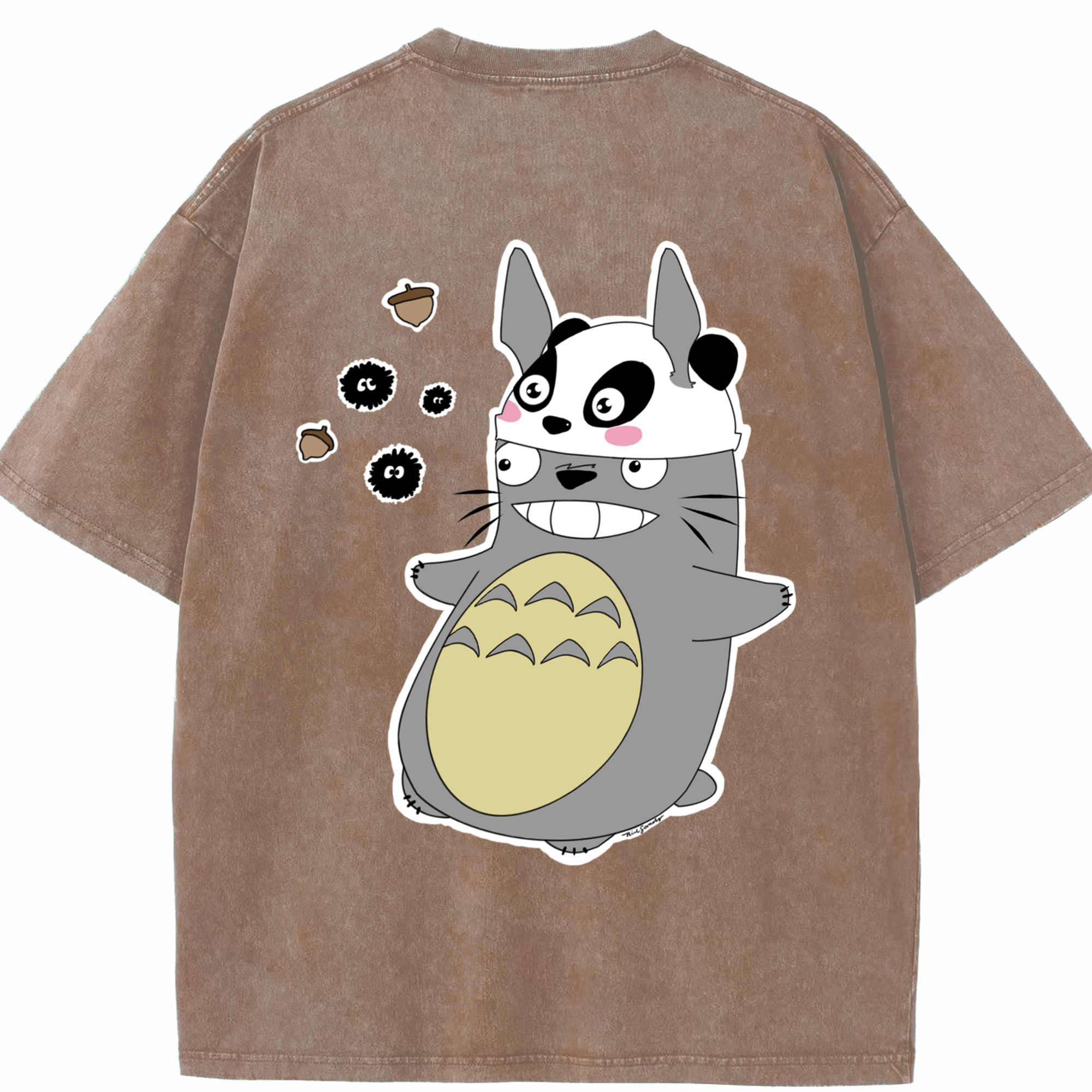 （画像用） となりのトトロ 草壁メイ 草壁サツキ My Neighbor Totoro Satsuki Kusakabe Mei Kusakabe 綿100% ヴィンテージ風 半袖Tシャツ（背面プリント）