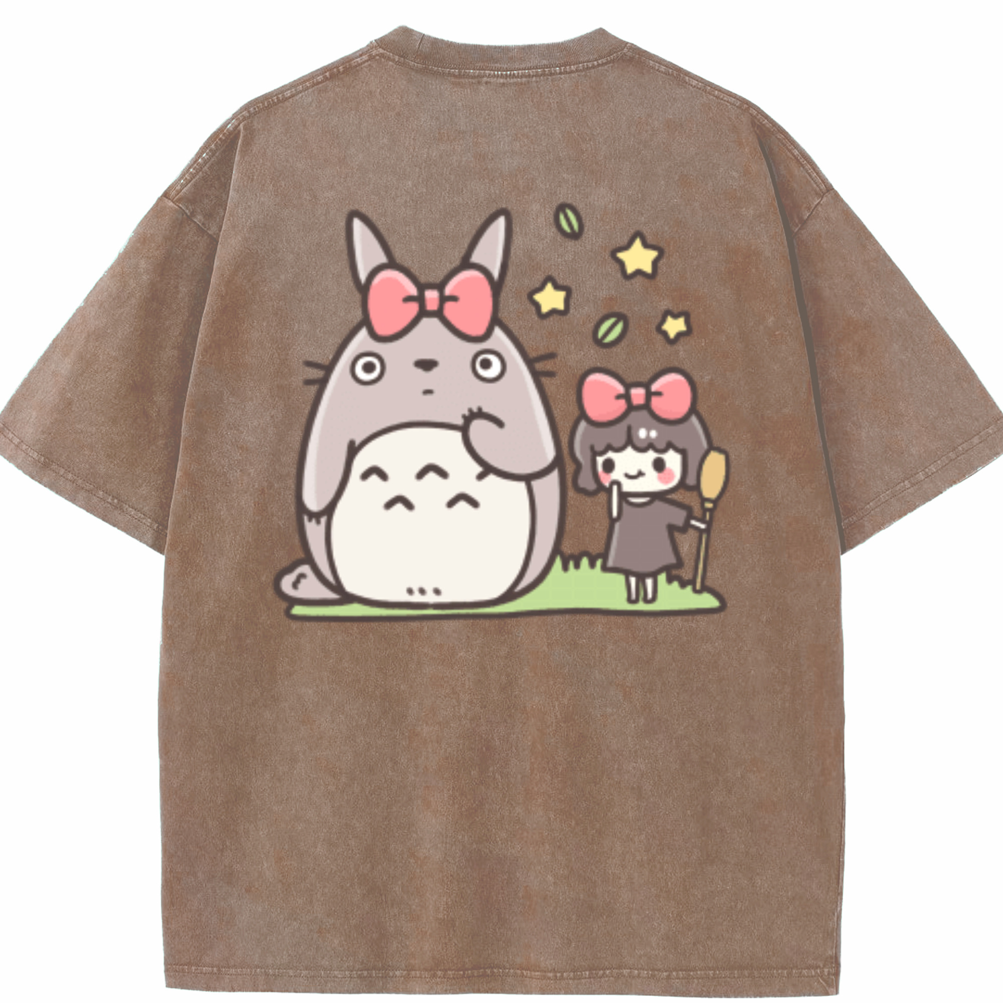 （画像用） となりのトトロ 草壁メイ 草壁サツキ My Neighbor Totoro Satsuki Kusakabe Mei Kusakabe 綿100% ヴィンテージ風 半袖Tシャツ（背面プリント）