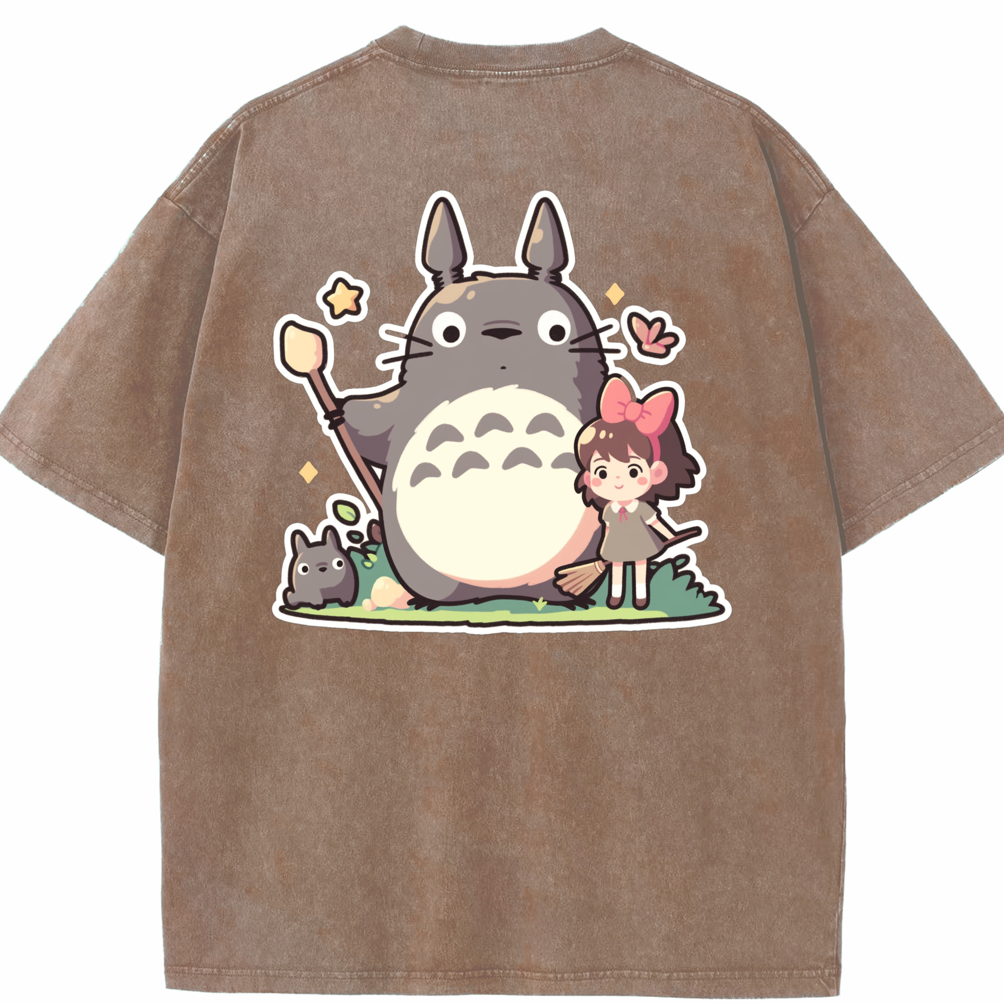 （画像用） となりのトトロ 草壁メイ 草壁サツキ My Neighbor Totoro Satsuki Kusakabe Mei Kusakabe 綿100% ヴィンテージ風 半袖Tシャツ（背面プリント）