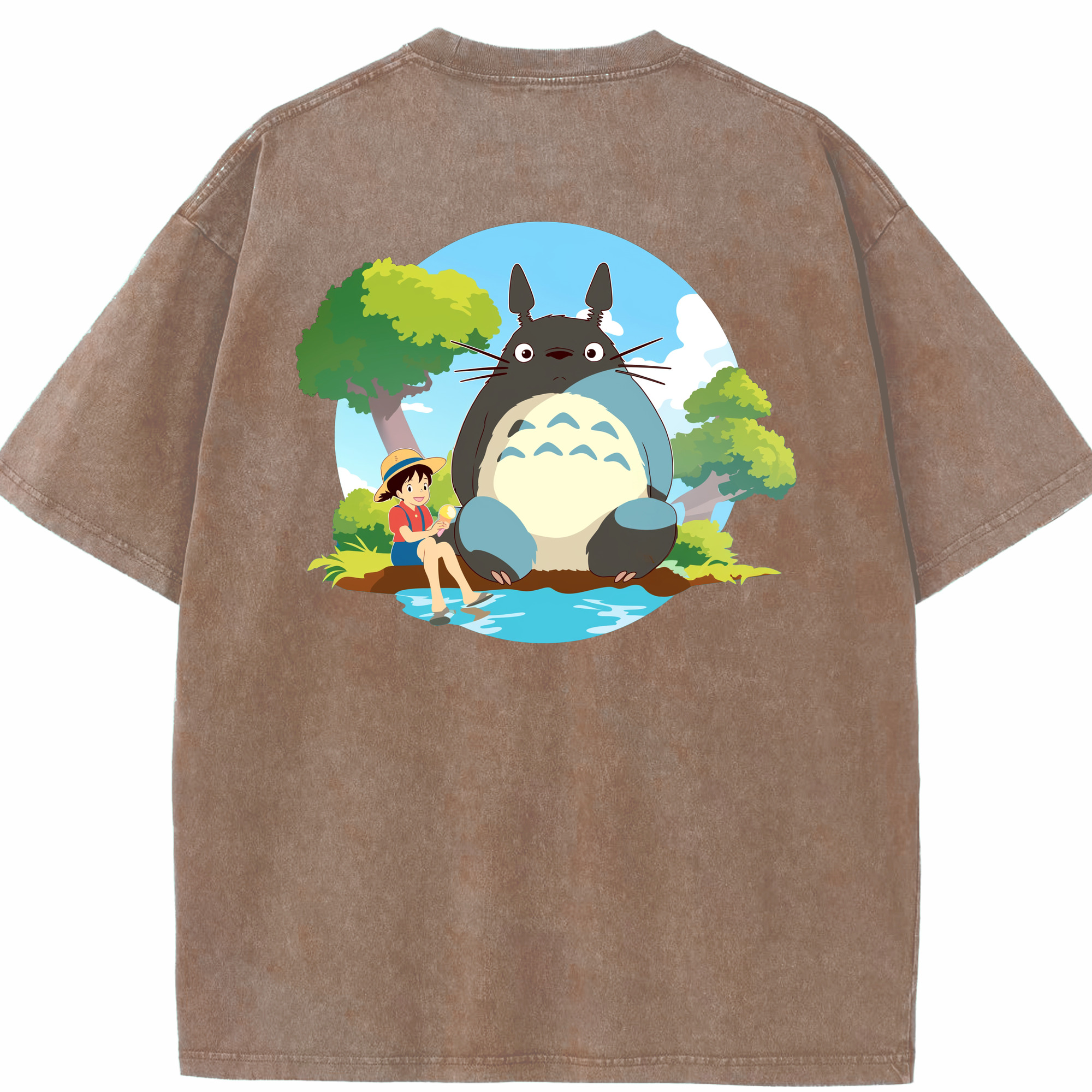 （画像用） となりのトトロ 草壁メイ 草壁サツキ My Neighbor Totoro Satsuki Kusakabe Mei Kusakabe 綿100% ヴィンテージ風 半袖Tシャツ（背面プリント）