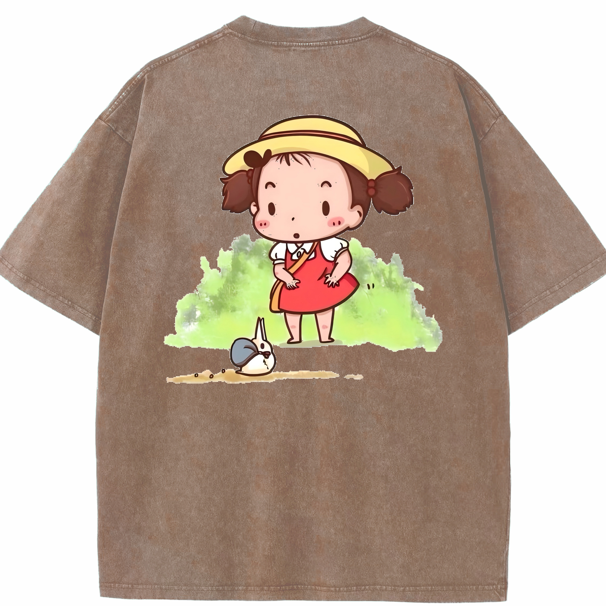 （画像用） となりのトトロ 草壁メイ 草壁サツキ My Neighbor Totoro Satsuki Kusakabe Mei Kusakabe 綿100% ヴィンテージ風 半袖Tシャツ（背面プリント）