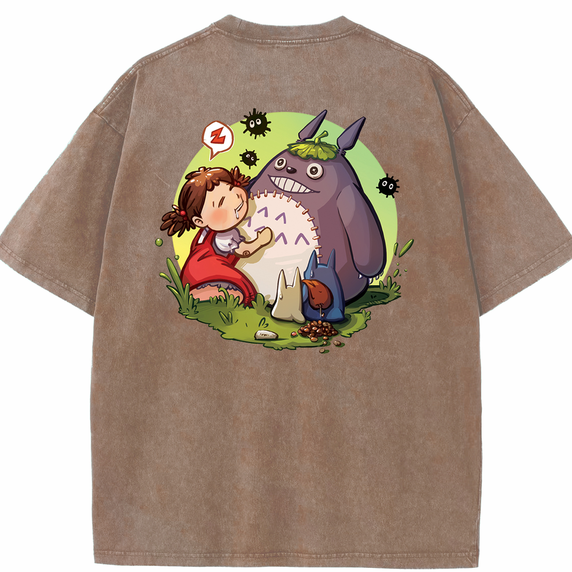 （画像用） となりのトトロ 草壁メイ 草壁サツキ My Neighbor Totoro Satsuki Kusakabe Mei Kusakabe 綿100% ヴィンテージ風 半袖Tシャツ（背面プリント）